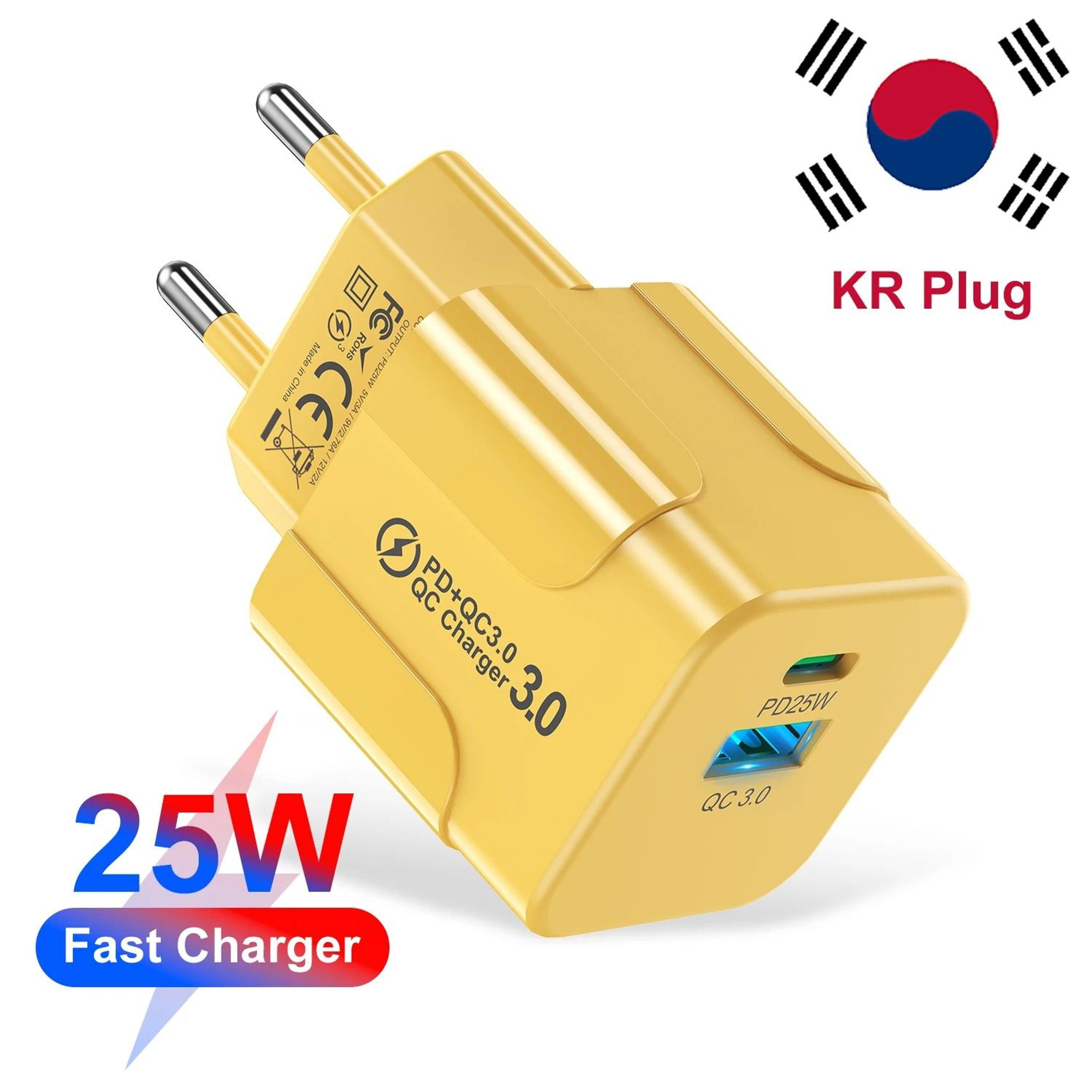 pd 25w korean standard fast charger – usb type-c quick wall adapter for iphone 15 pro max & samsung