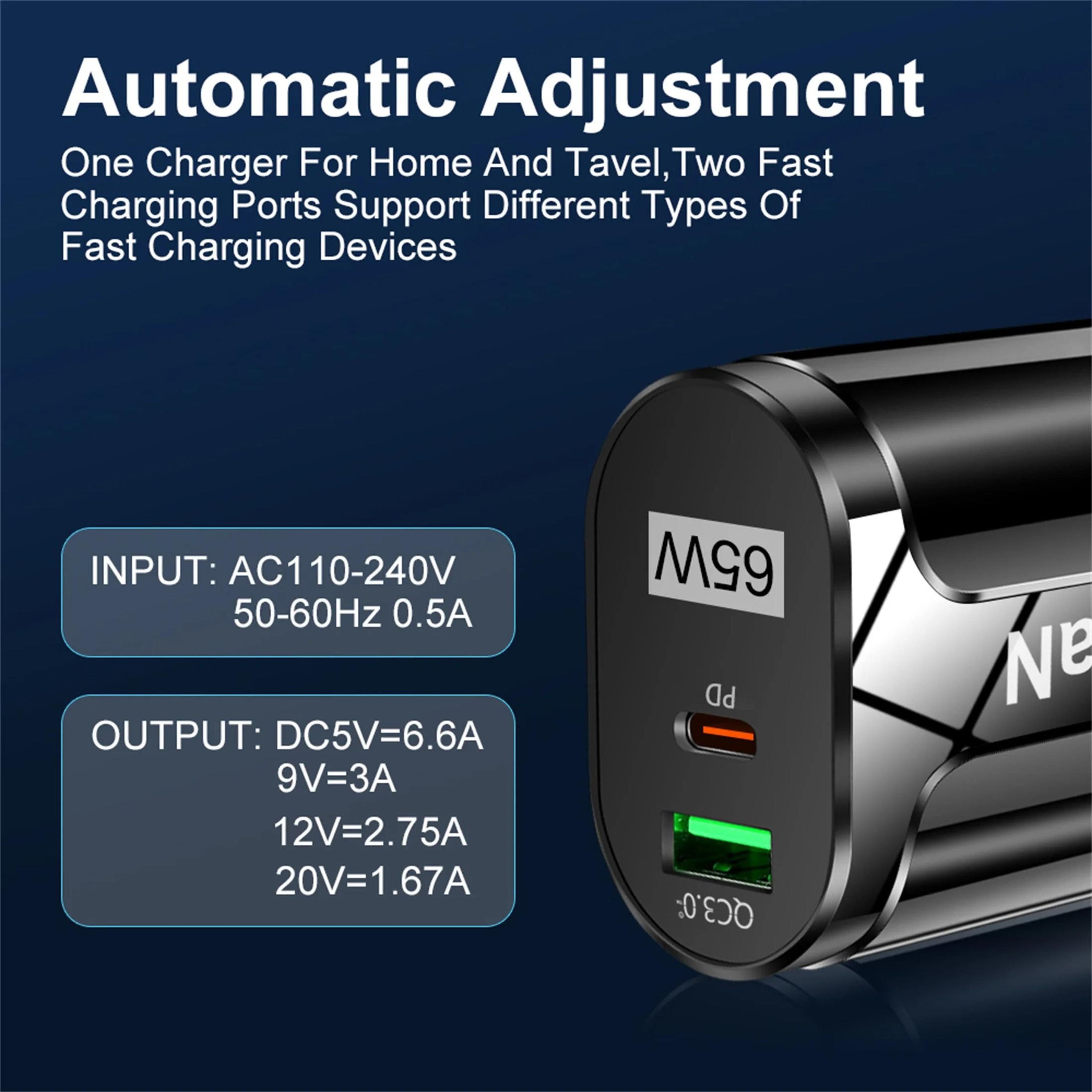 GaN 65W PD USB TypeC Wall Charger  HighEfficiency Quick Charge Adapter With EUUS Plug Options 4
