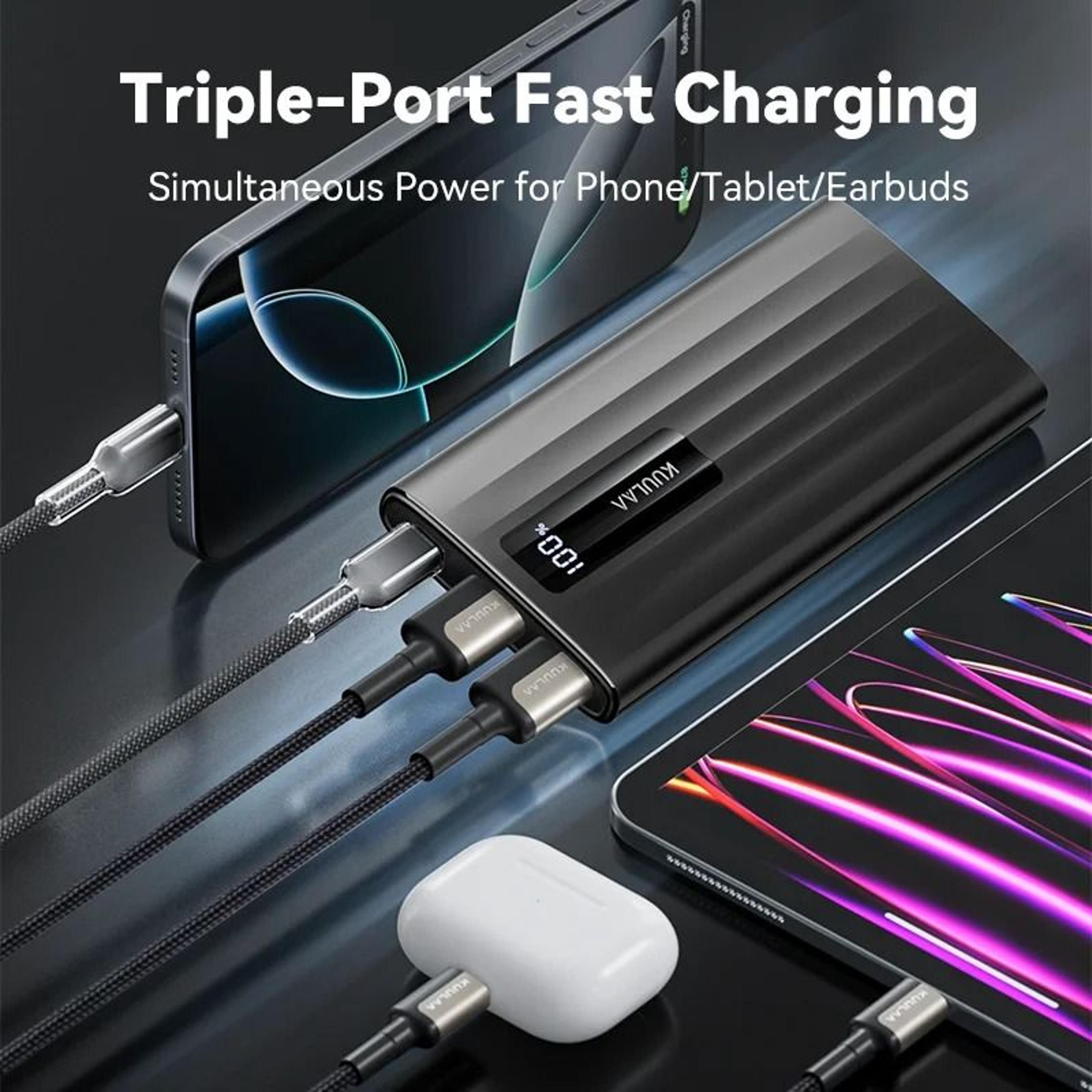 KUULAA 10000mAh Power Bank  225W PD Fast Charging Portable Charger For IPhone 15 14 13  Samsung 3