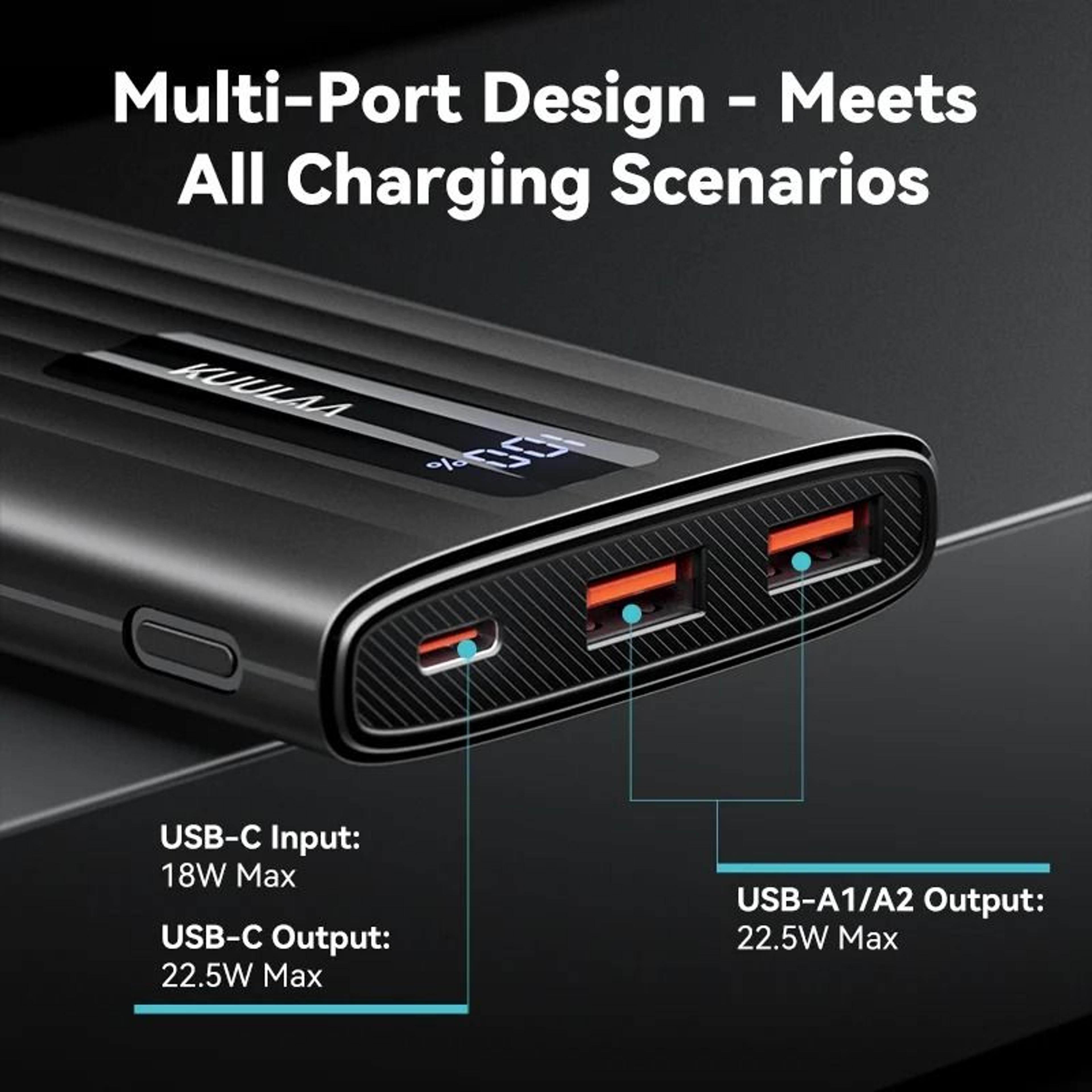 KUULAA 10000mAh Power Bank  225W PD Fast Charging Portable Charger For IPhone 15 14 13  Samsung 4