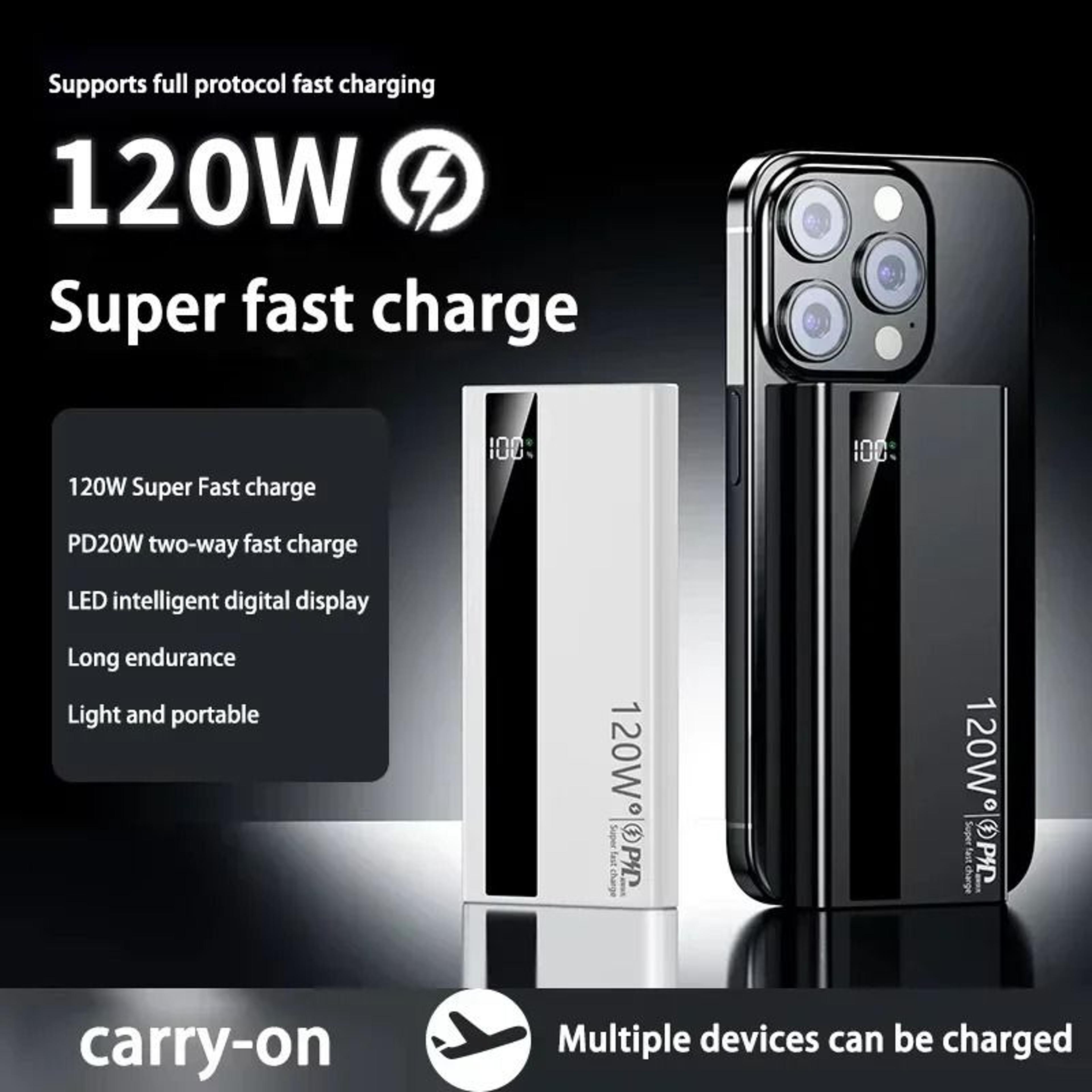 120W Super Fast Charging Power Bank  200000mAh UltraCapacity Battery For IPhone Samsung  Huawei 1