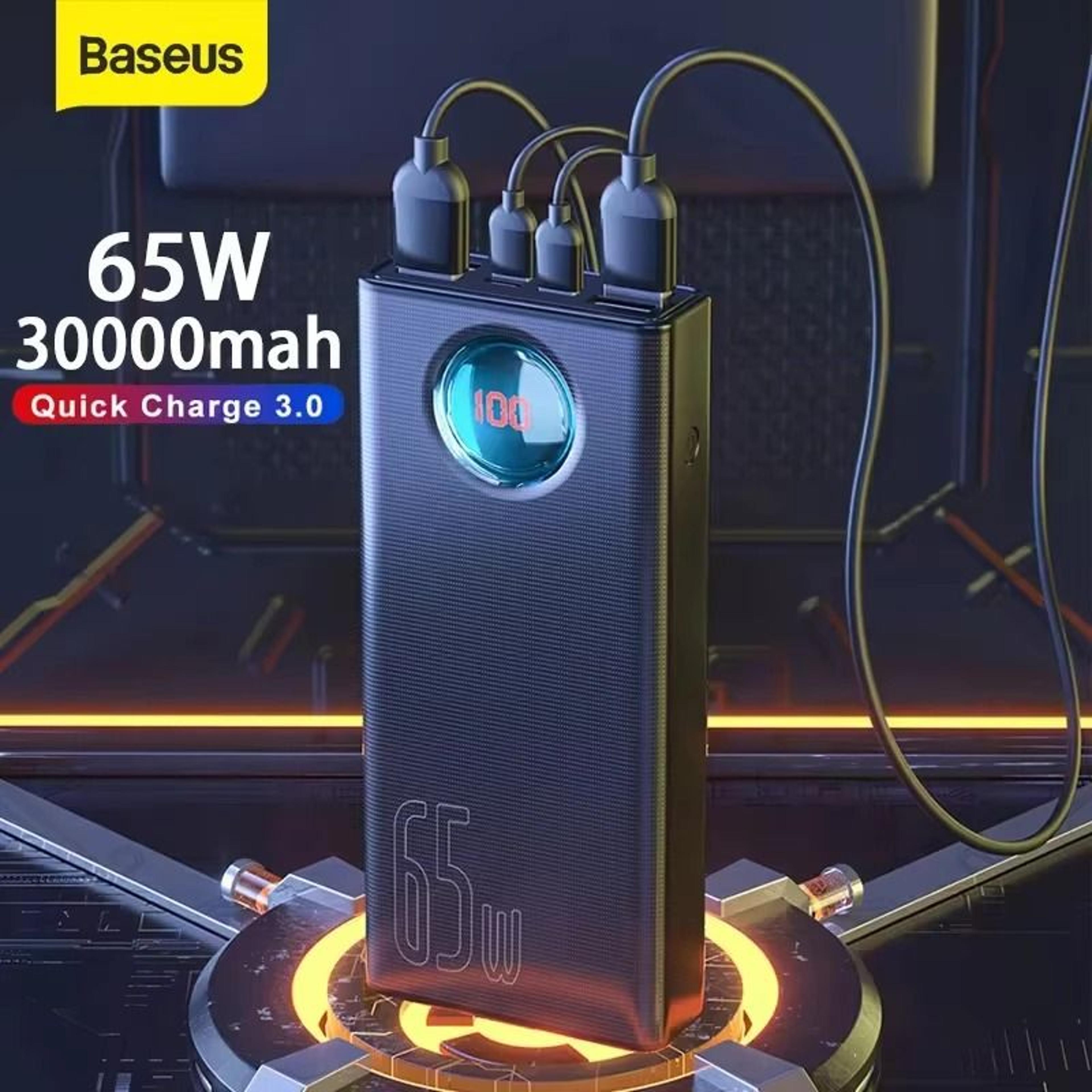 baseus 65w pd3.0 power bank – 30000mah ultra-high capacity fast charger for laptops, iphone 16 & tablets