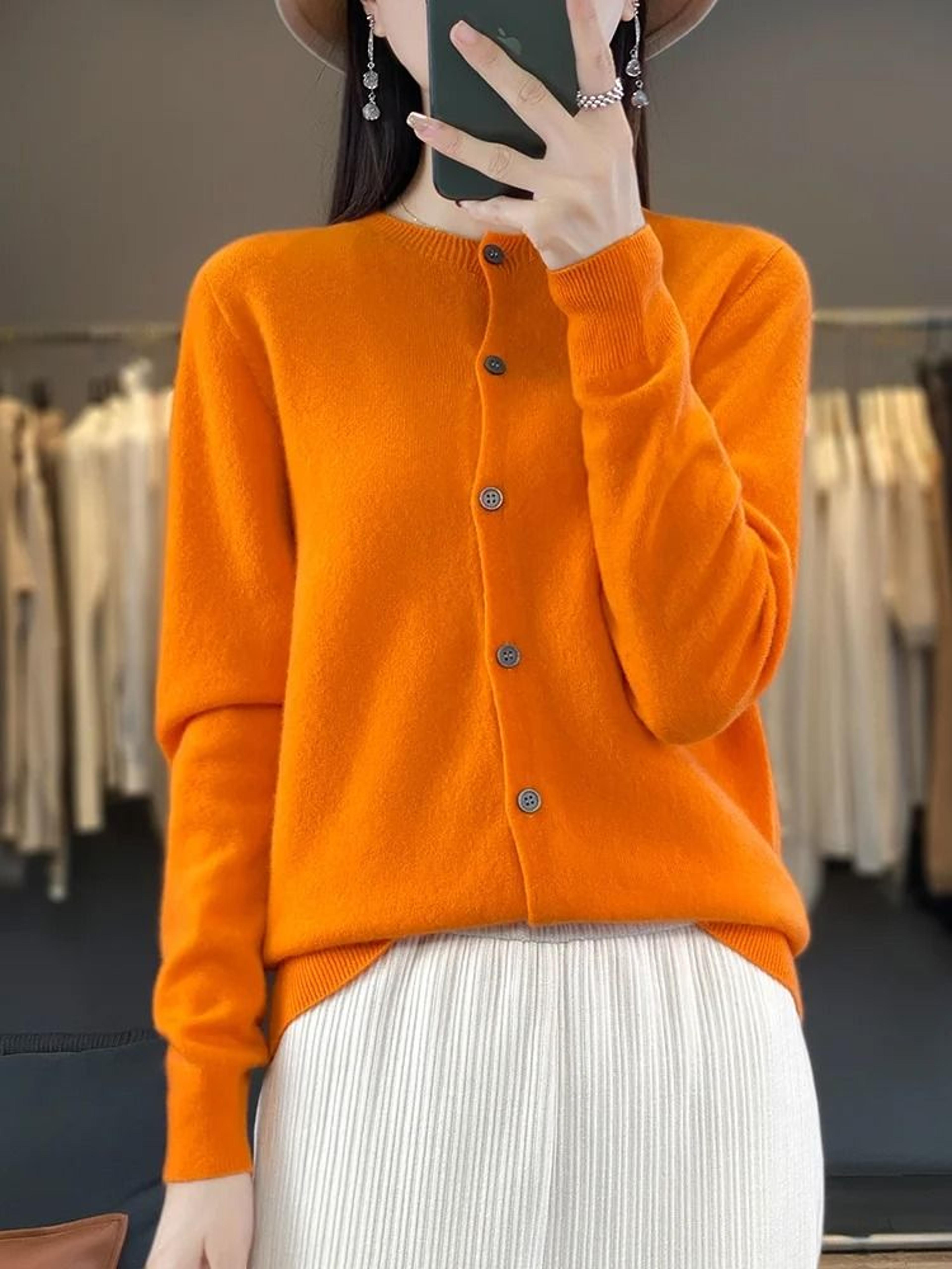 Womens 100 Merino Wool ONeck Cardigan  Premium Buttoned Knitwear For Autumn  Winter 3