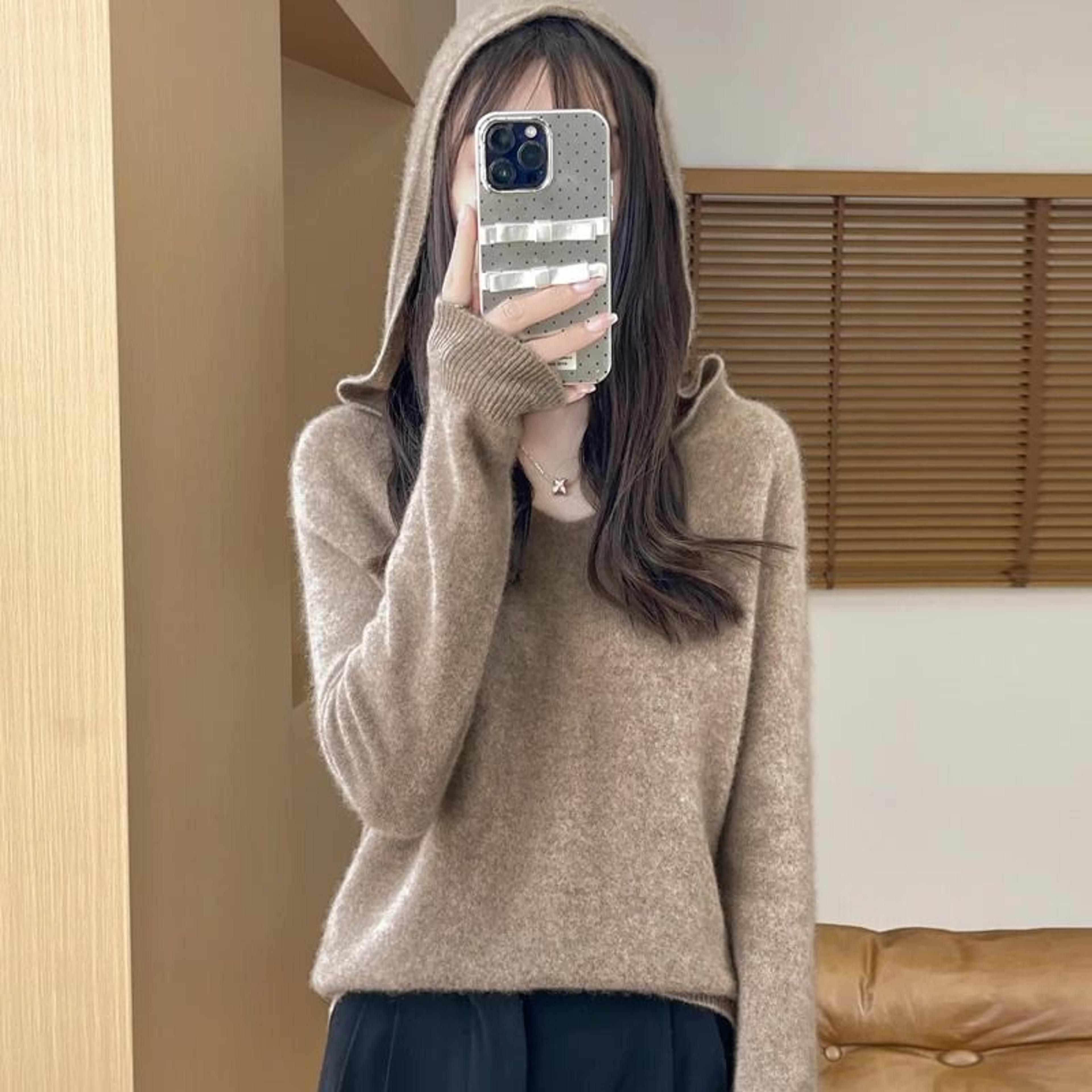 Womens 100 Merino Wool Hooded Pullover  Premium Soft CashmereTouch Knitwear For Autumn  Winter 7