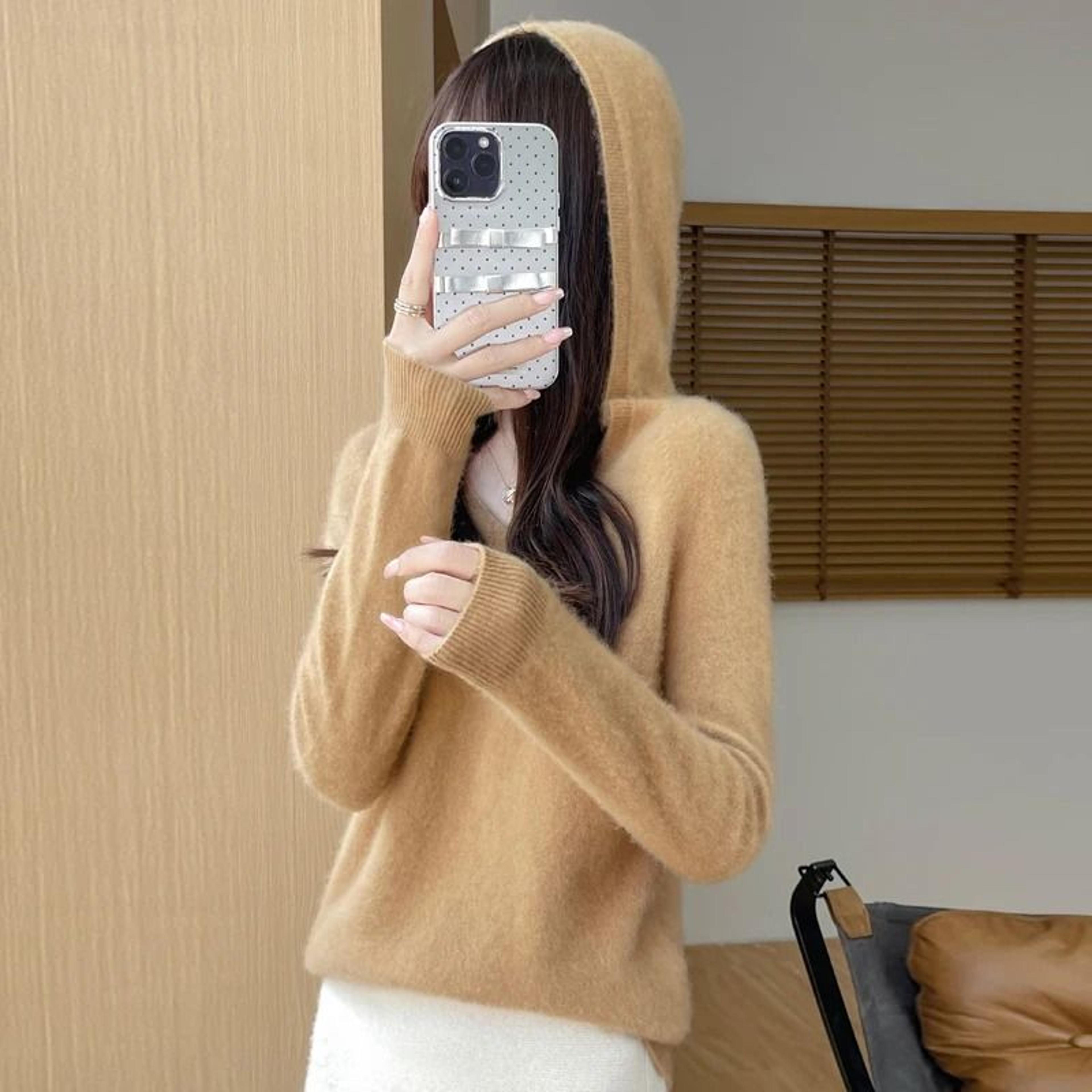 Womens 100 Merino Wool Hooded Pullover  Premium Soft CashmereTouch Knitwear For Autumn  Winter 11