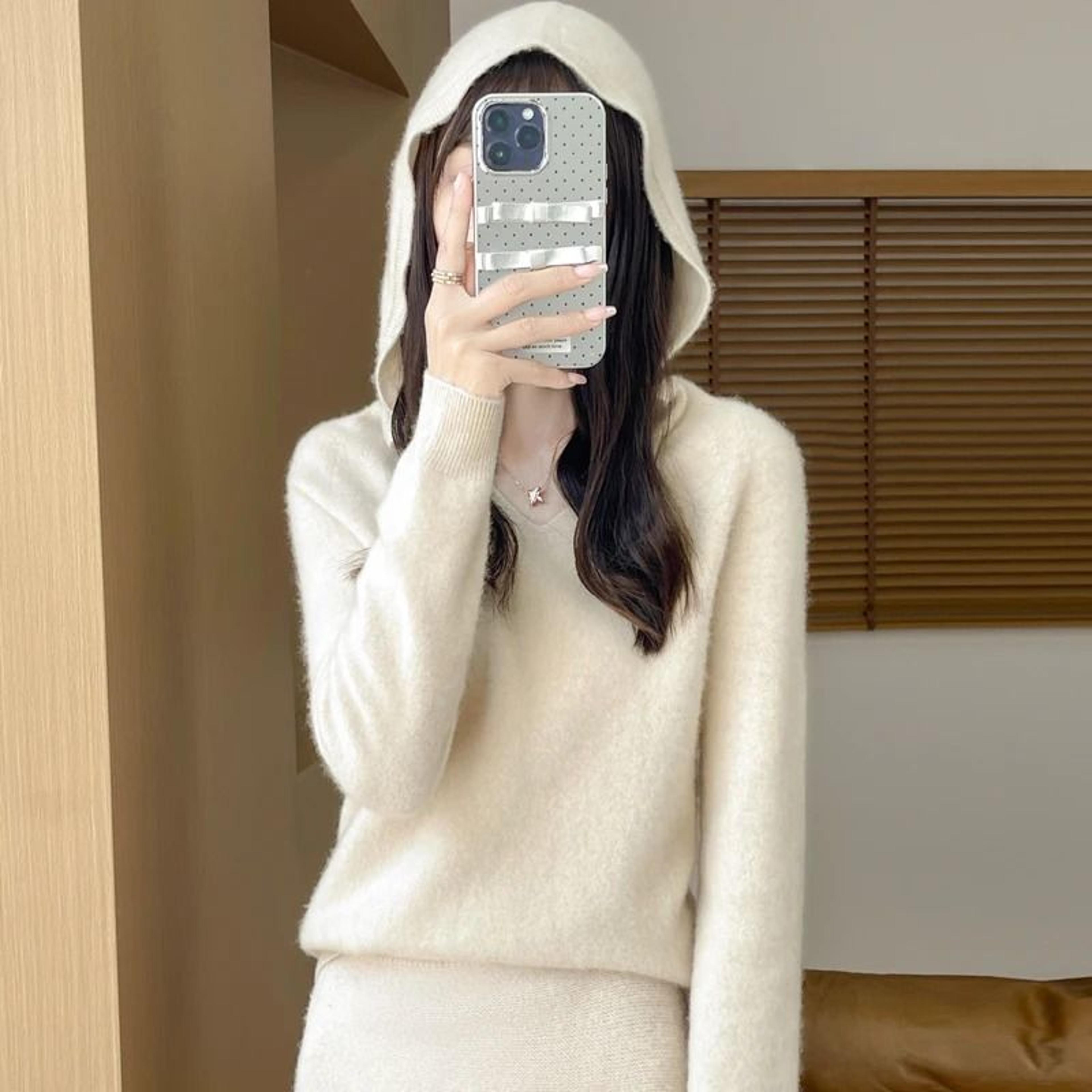Womens 100 Merino Wool Hooded Pullover  Premium Soft CashmereTouch Knitwear For Autumn  Winter 12
