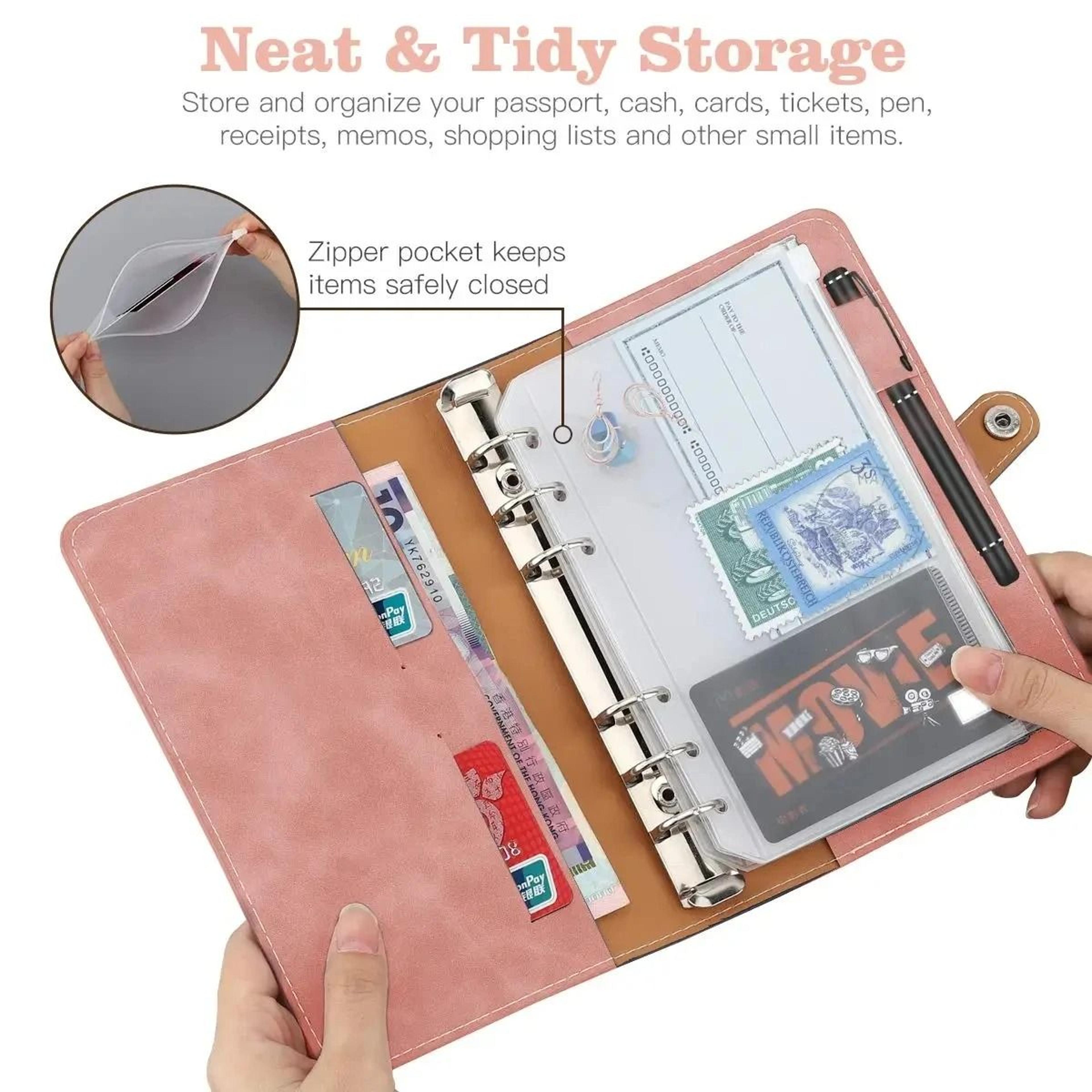 A6 PU Leather Budget Binder Planner  6Hole LooseLeaf Notebook Cover For School  Office Stationery 1