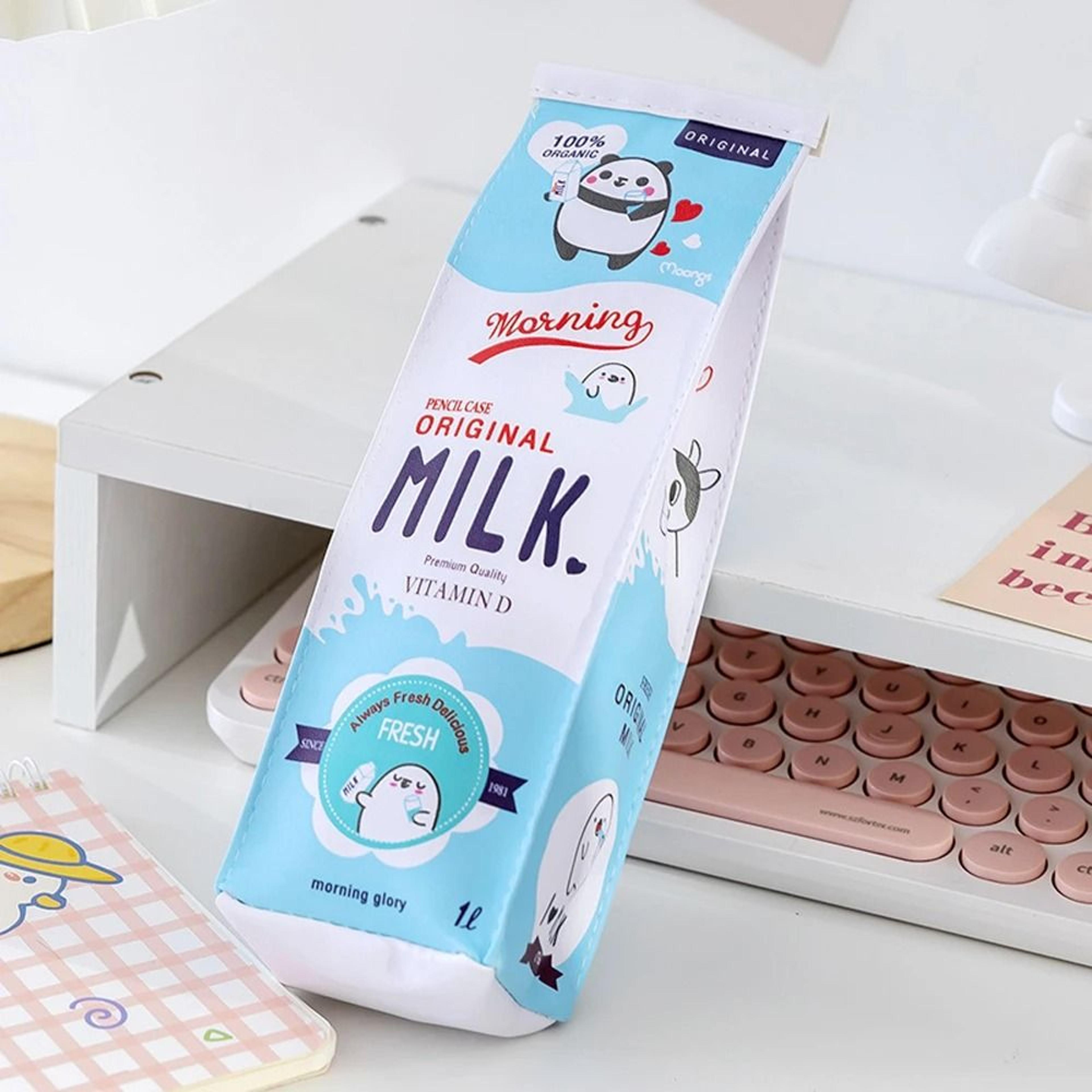Creative Cartoon Milk Box Pencil Case  Unusual Korean Style Cute School Supply Bag For Girls And Bo 1
