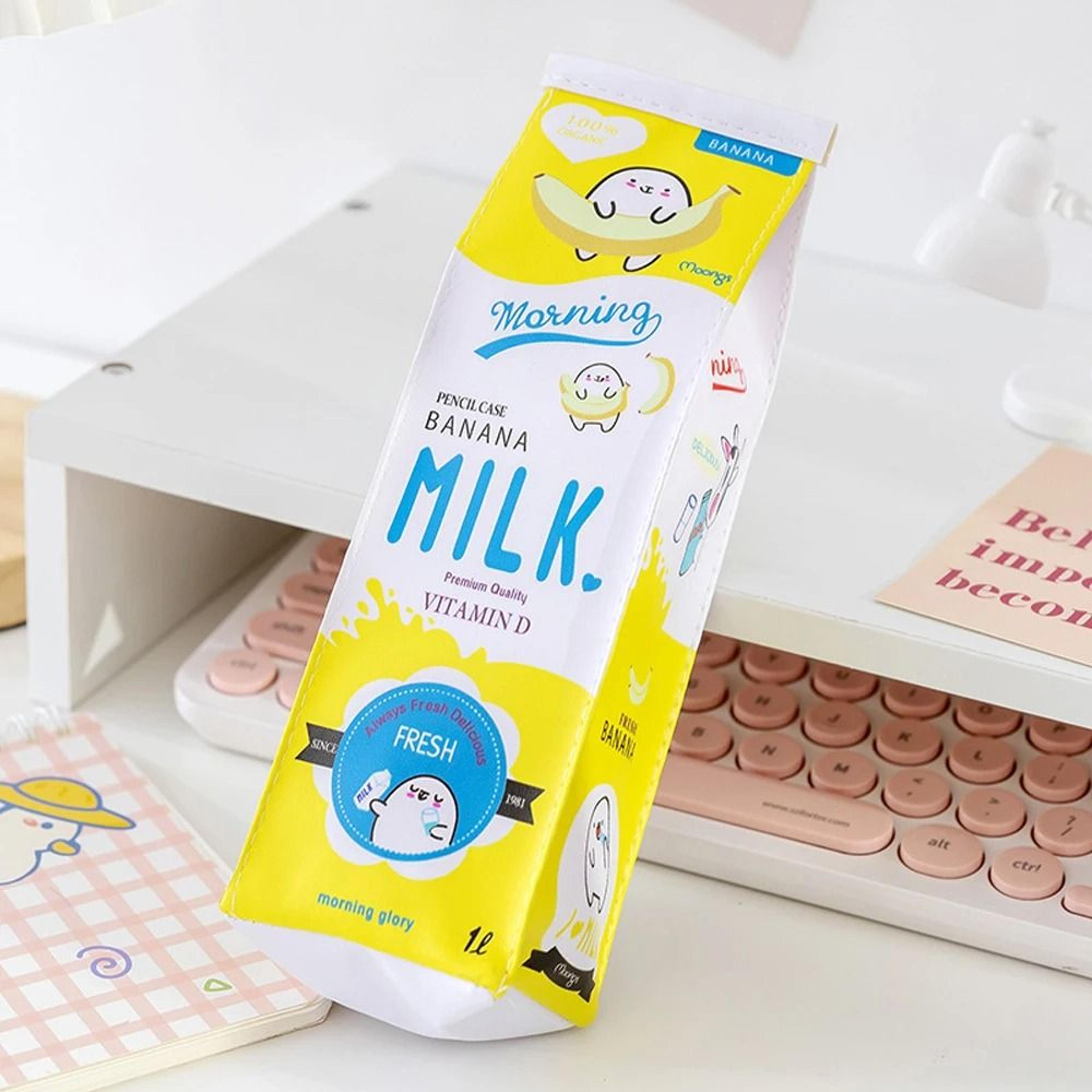 Creative Cartoon Milk Box Pencil Case  Unusual Korean Style Cute School Supply Bag For Girls And Bo 2