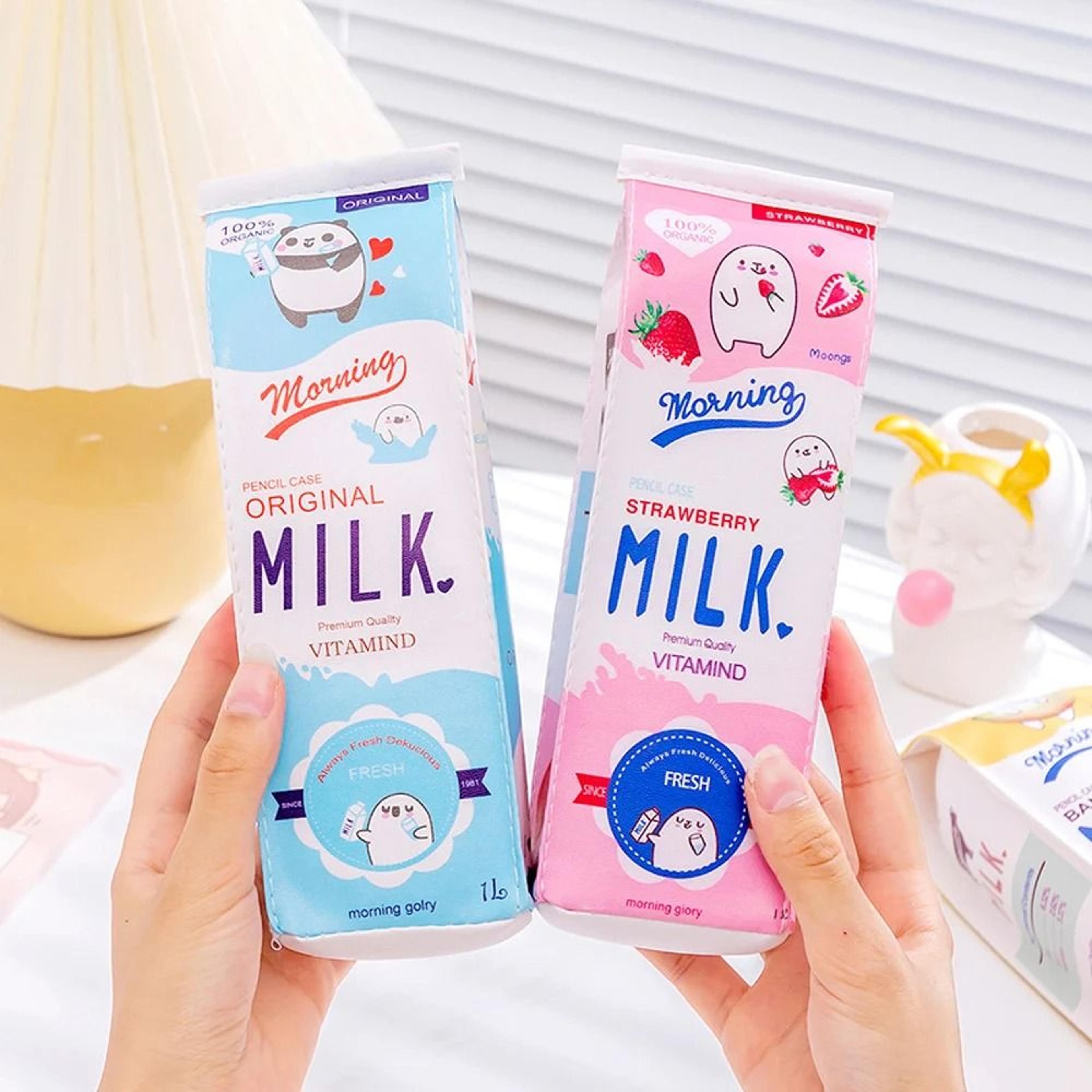 Creative Cartoon Milk Box Pencil Case  Unusual Korean Style Cute School Supply Bag For Girls And Bo 3