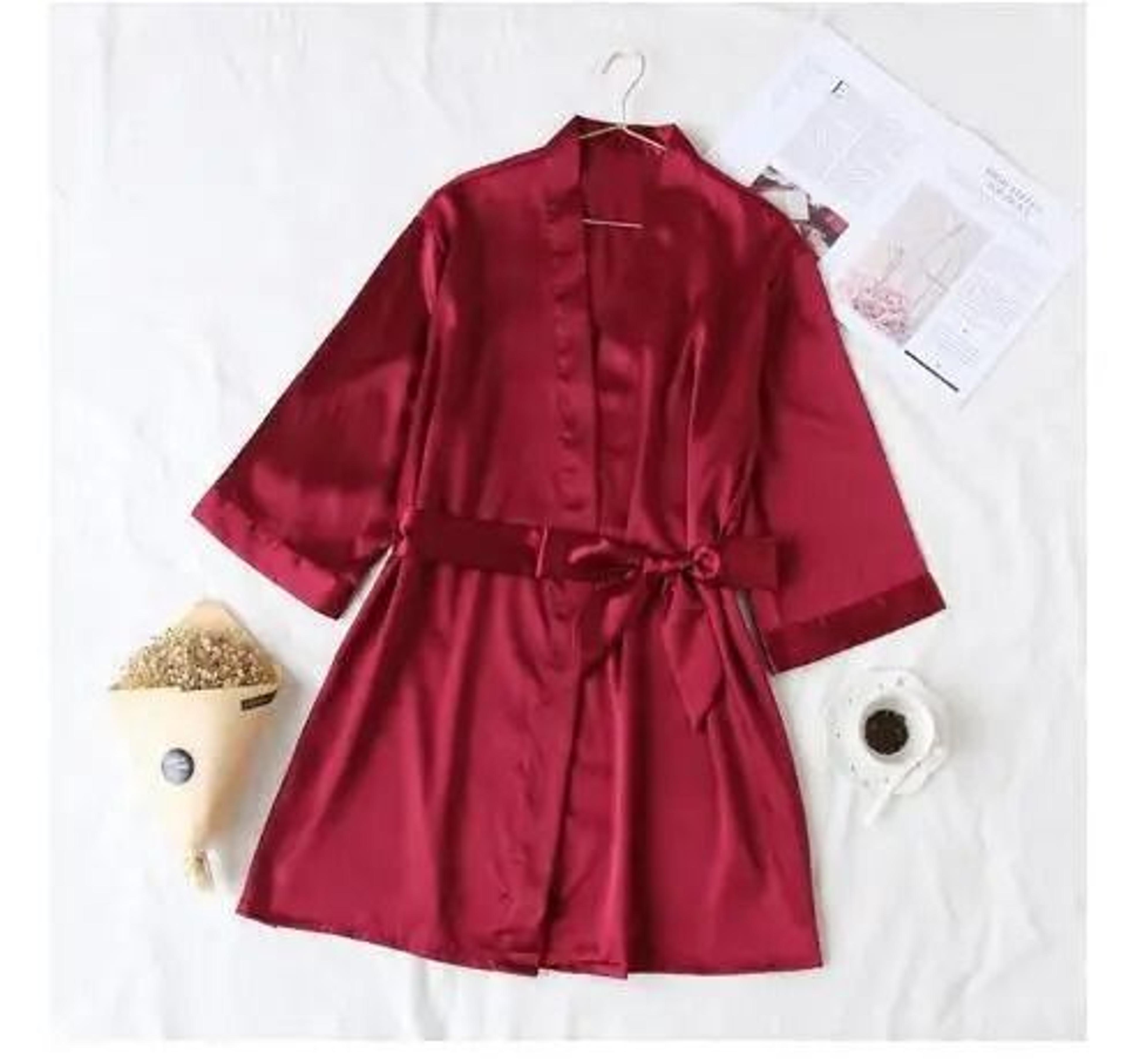Summer Champagne Chinese Bride Wedding Robe  Satin Sleepwear Sexy Nightgown  Kimono Bathrobe Gown 9