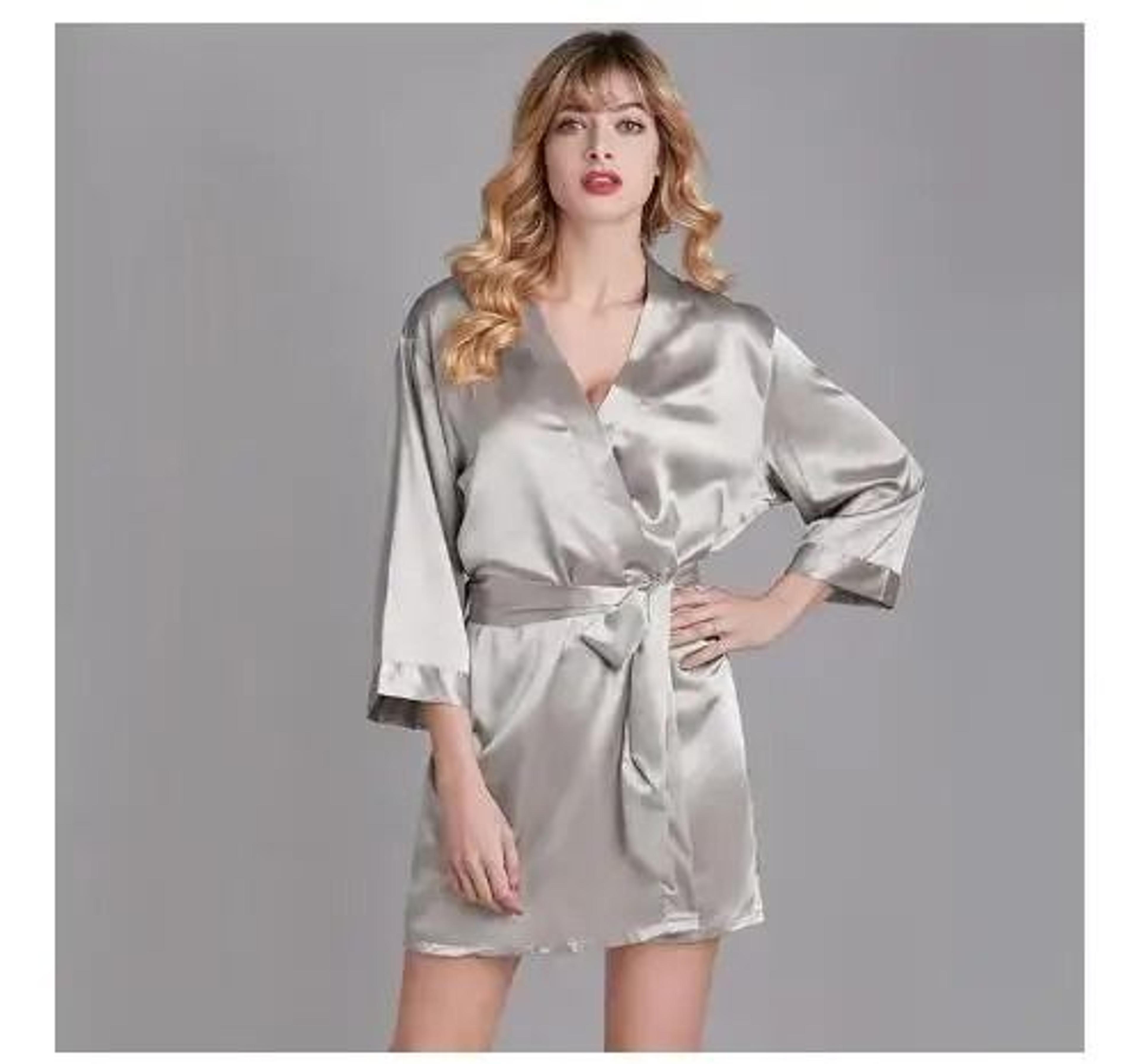 Summer Champagne Chinese Bride Wedding Robe  Satin Sleepwear Sexy Nightgown  Kimono Bathrobe Gown 11