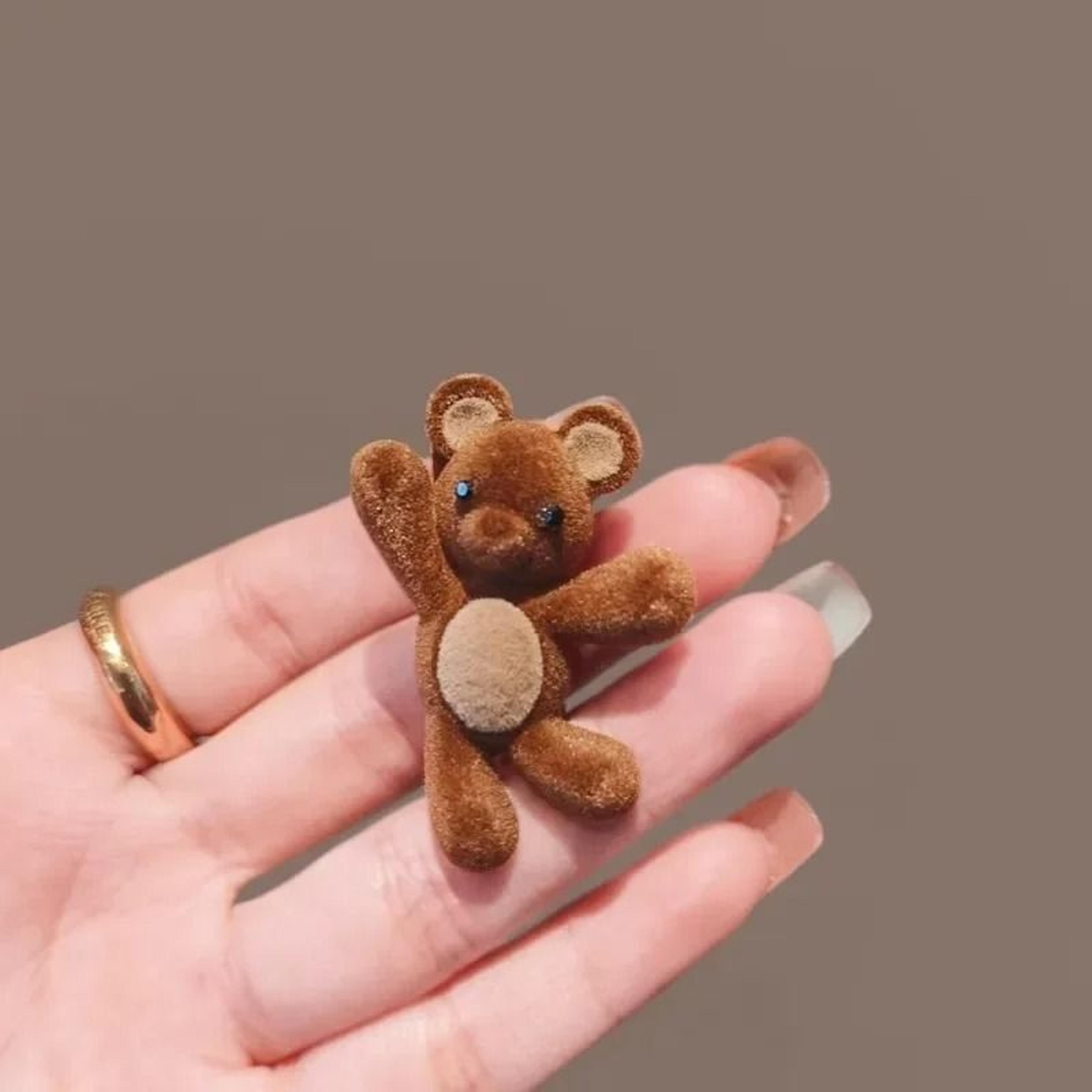 Cute Flocking Cartoon Bear Metal Hairpin  HighPerformance Sweet Hair Ornament  Fashion Barrette 3