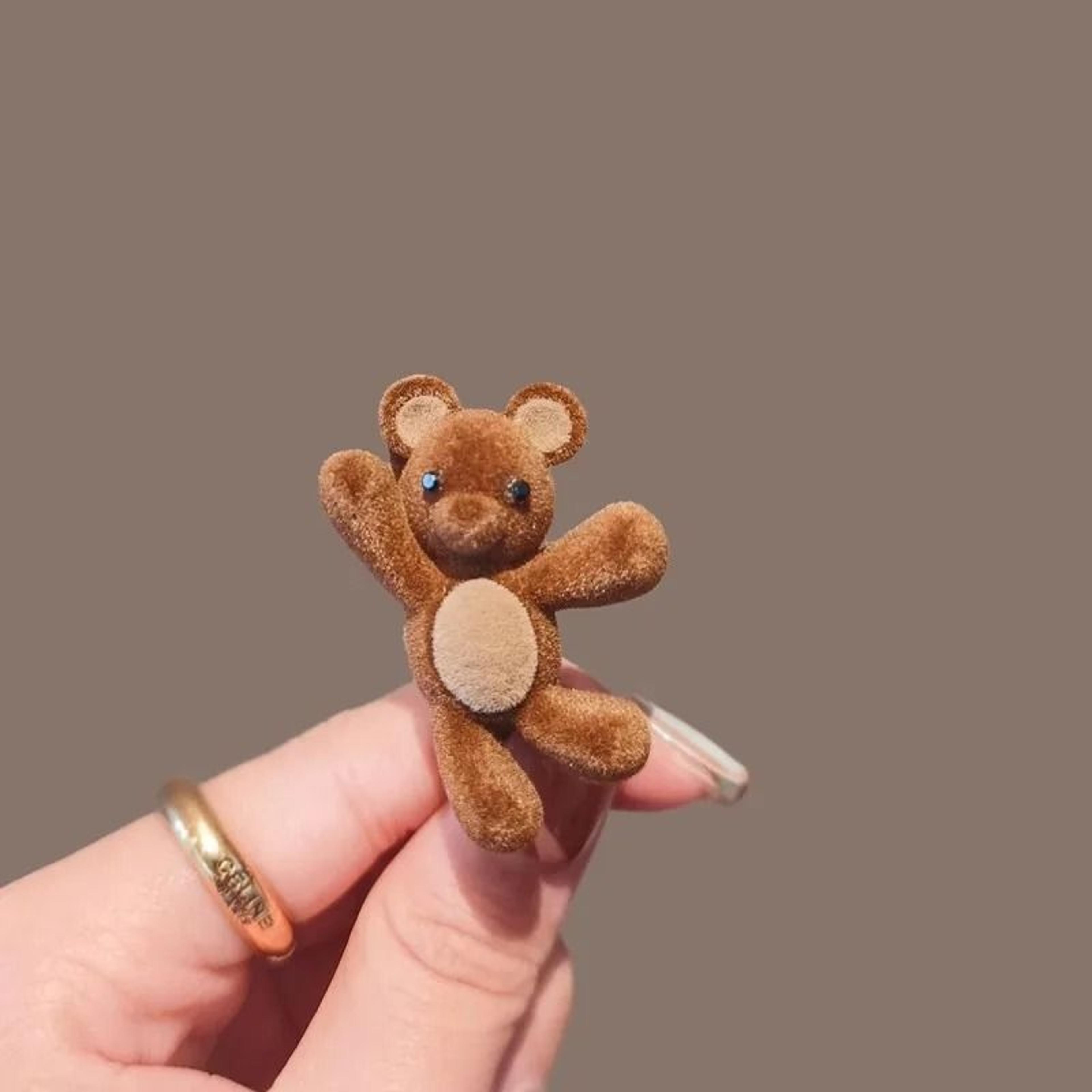 Cute Flocking Cartoon Bear Metal Hairpin  HighPerformance Sweet Hair Ornament  Fashion Barrette 5