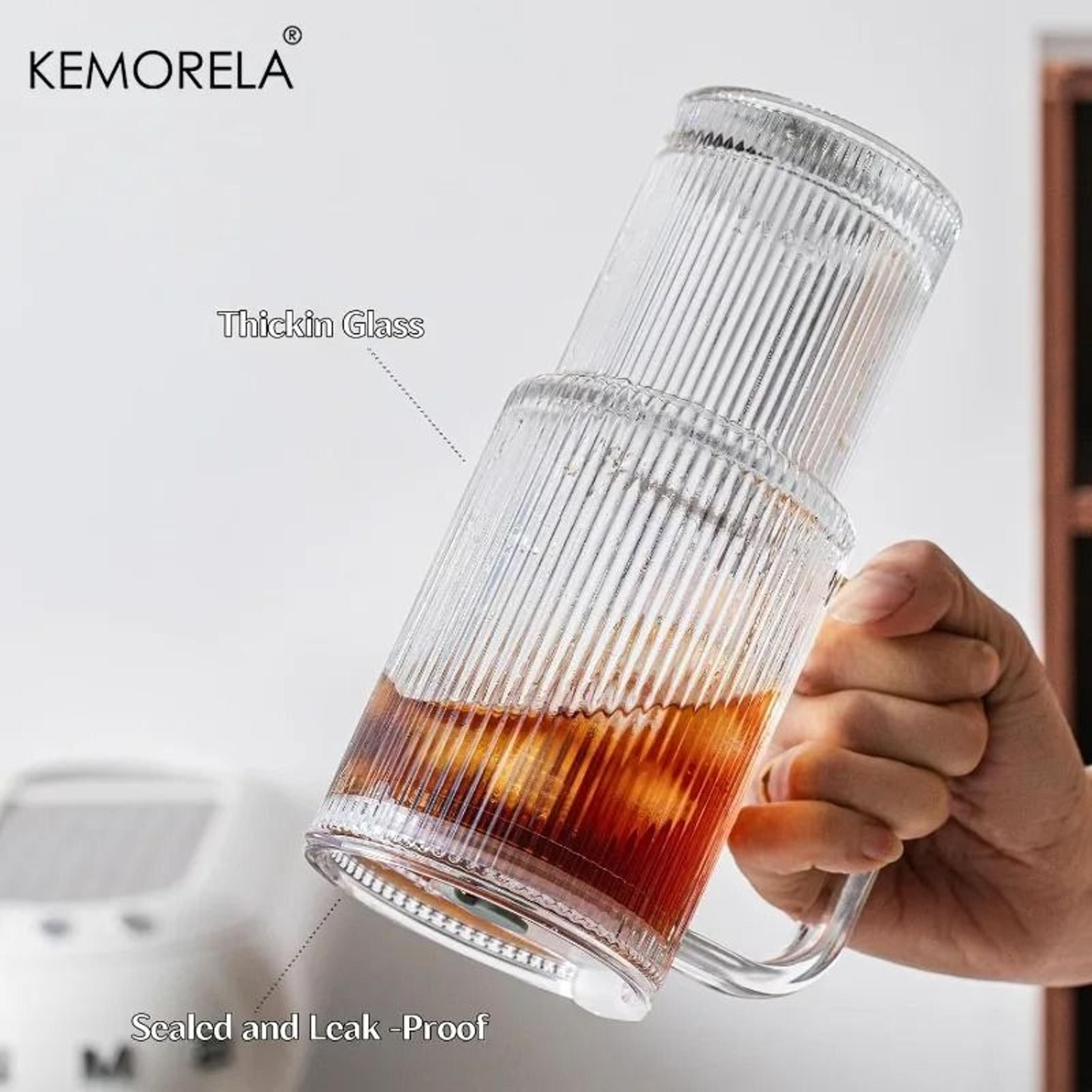 768ML Modern Ribbed Glass Tumbler  HighPerformance Clear Coffee Mug With Handle  Lid Set 3