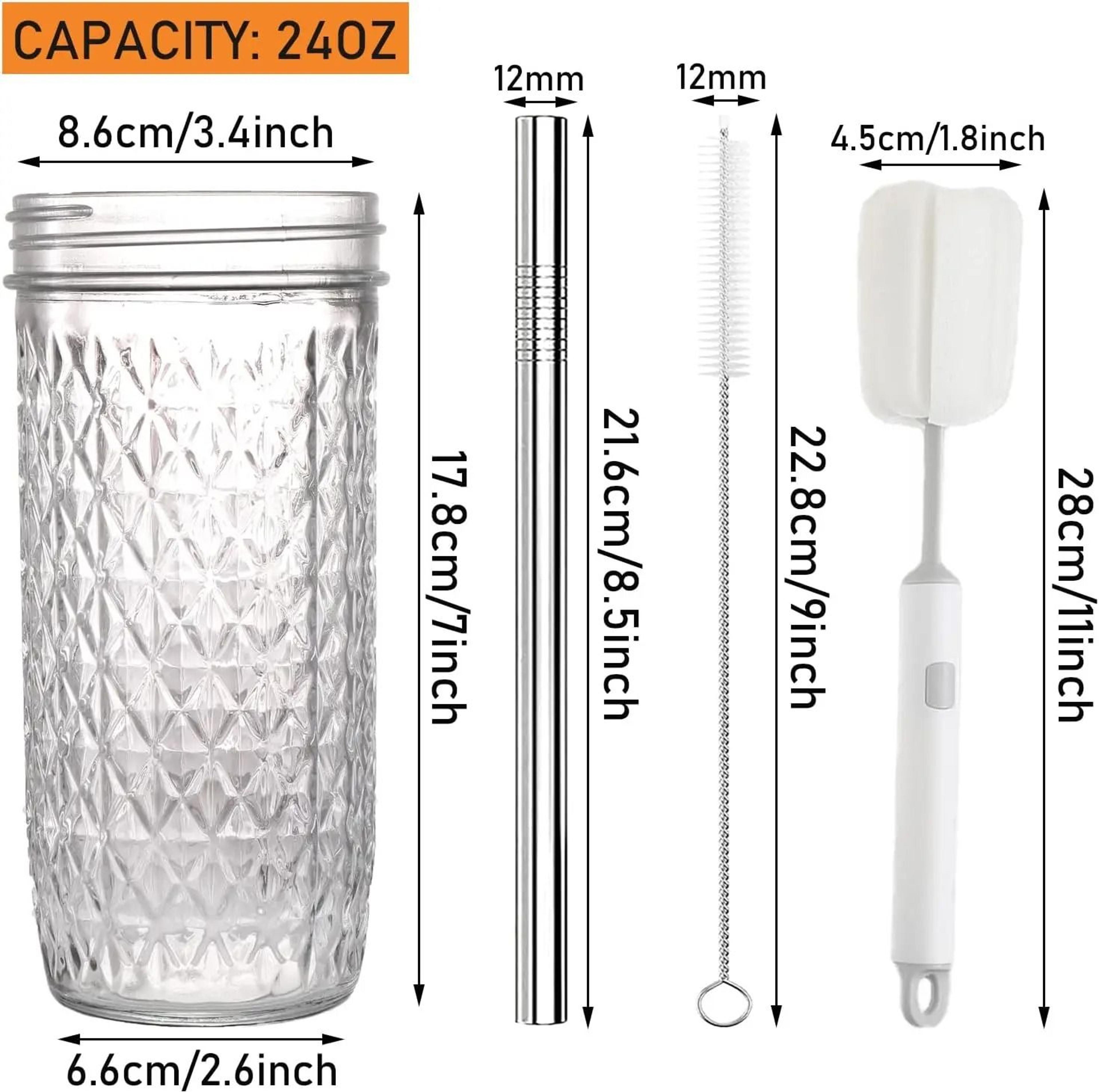 Premium 24oz Glass Tumbler Set  HighPerformance Reusable Boba  Iced Coffee Mason Jars 5