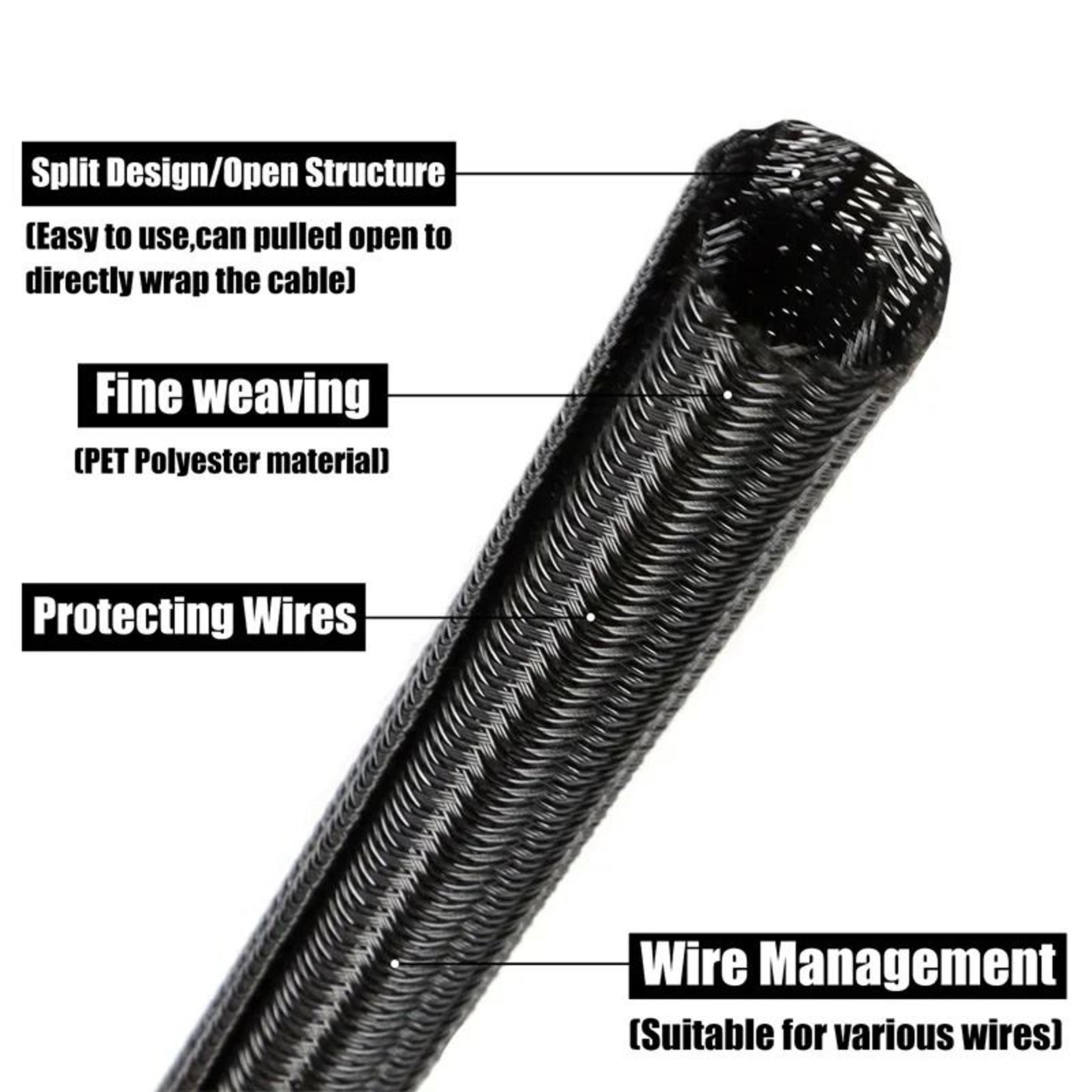PET Braided Expandable Cable Sleeve  HighPerformance Flexible SelfClosed Wire Protector  Insulated  2