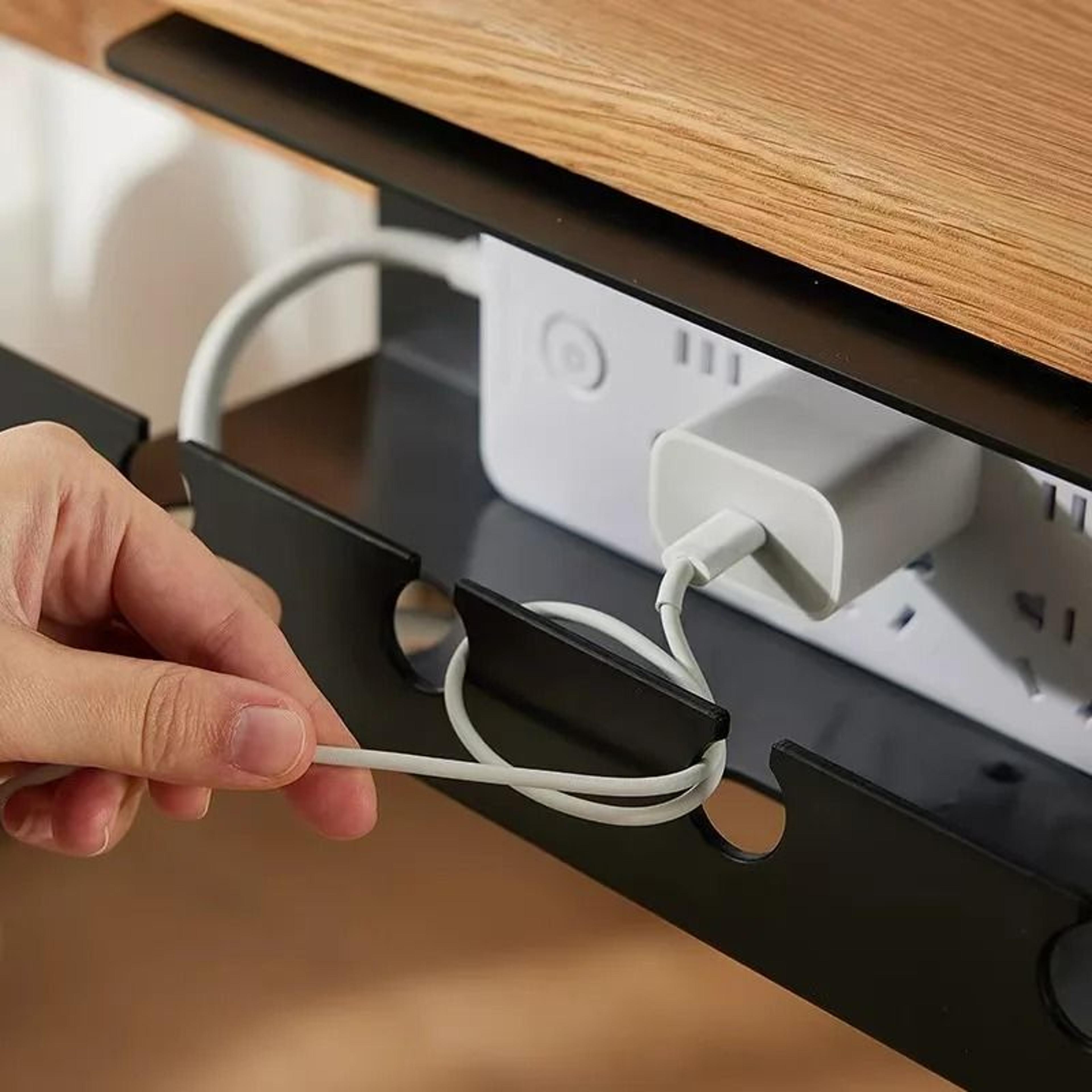 heavy-duty no-drill under-desk cable management tray – high-performance power strip & cord holder with adjustable clamp