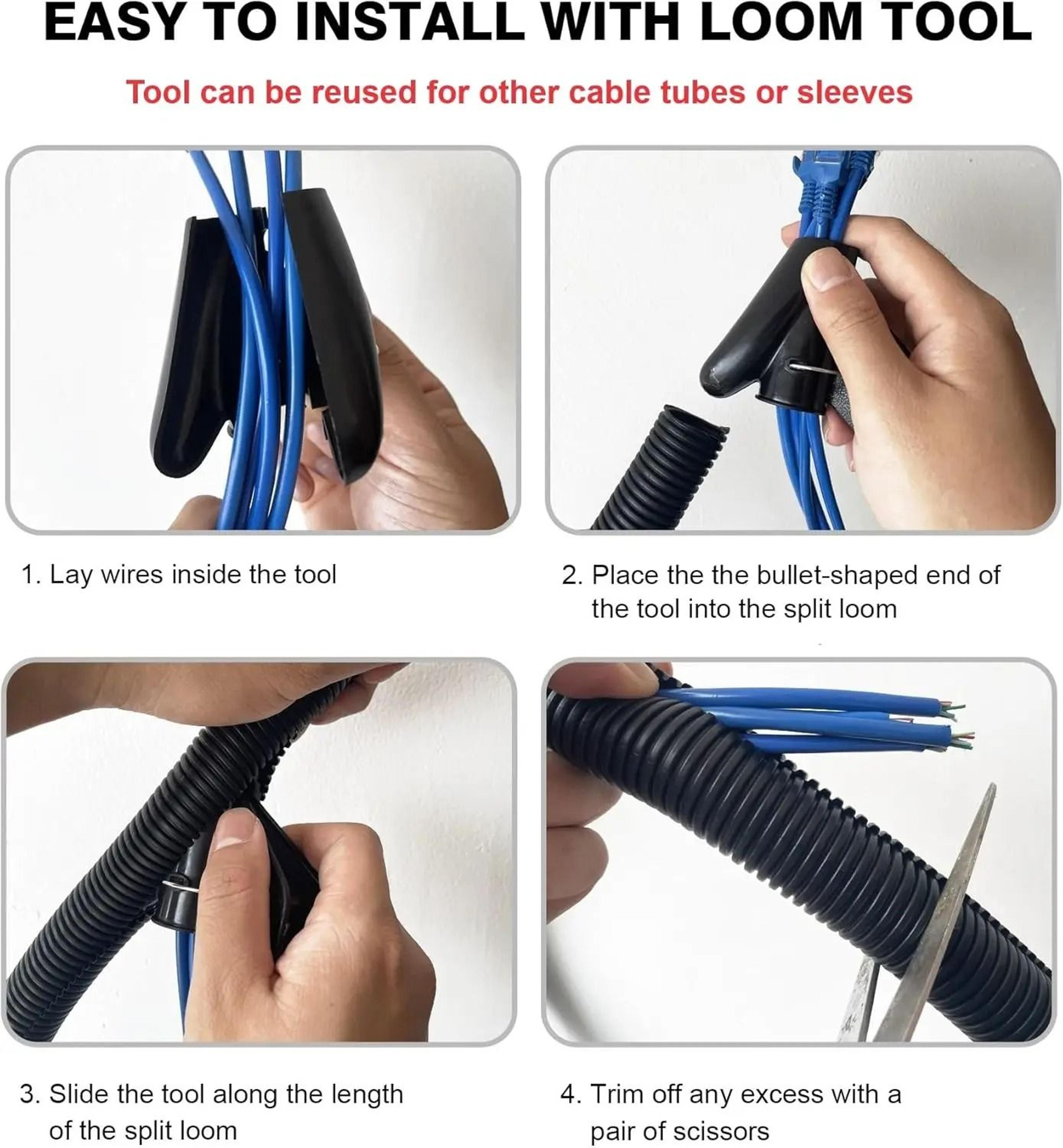 114 In Flame Retardant Split Wire Loom  HighPerformance Flexible Cord Protector With Installation T 3