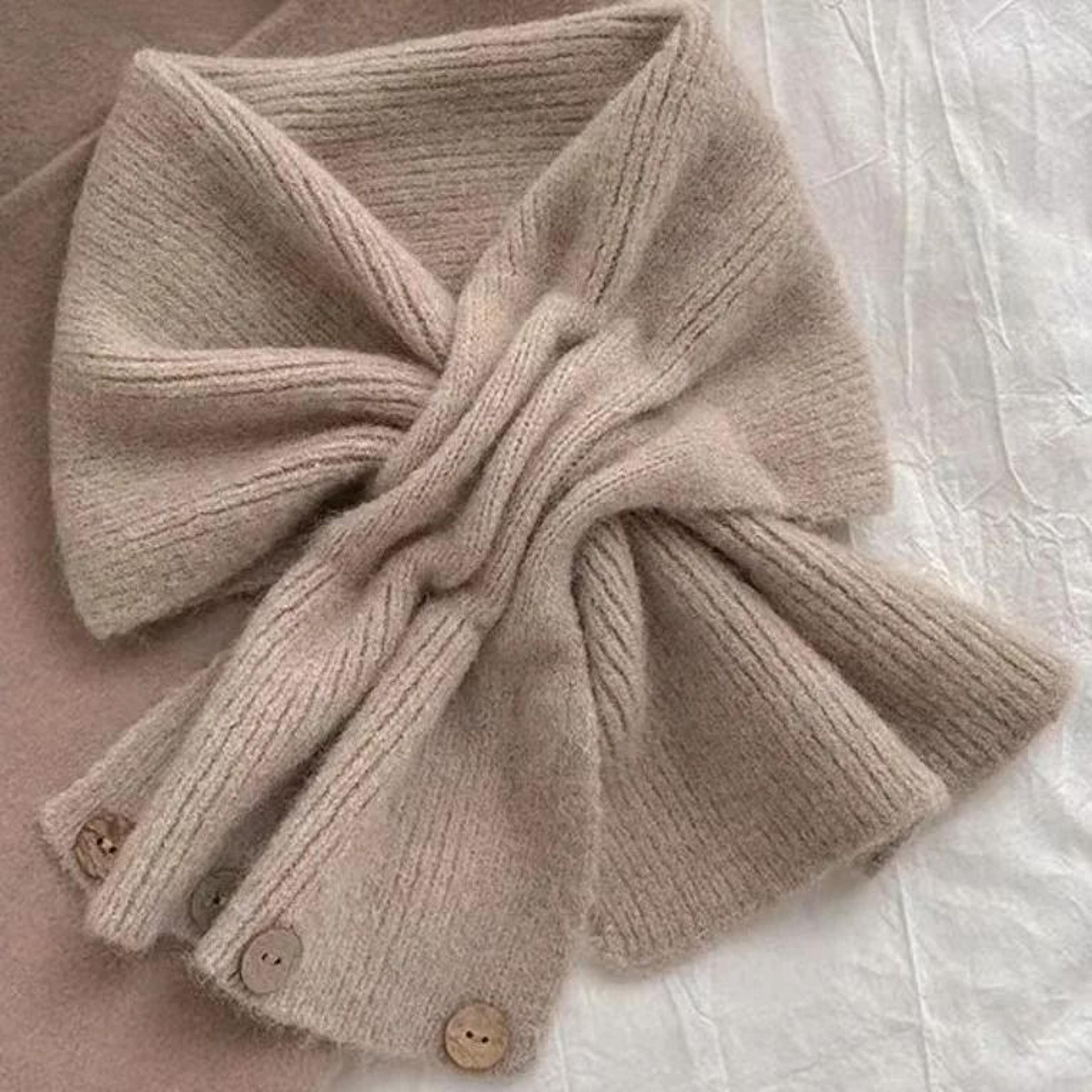 Autumn And Winter Cross Knitted Scarf Korean Edition ColorBlocked Warm Button Neck Cover 11