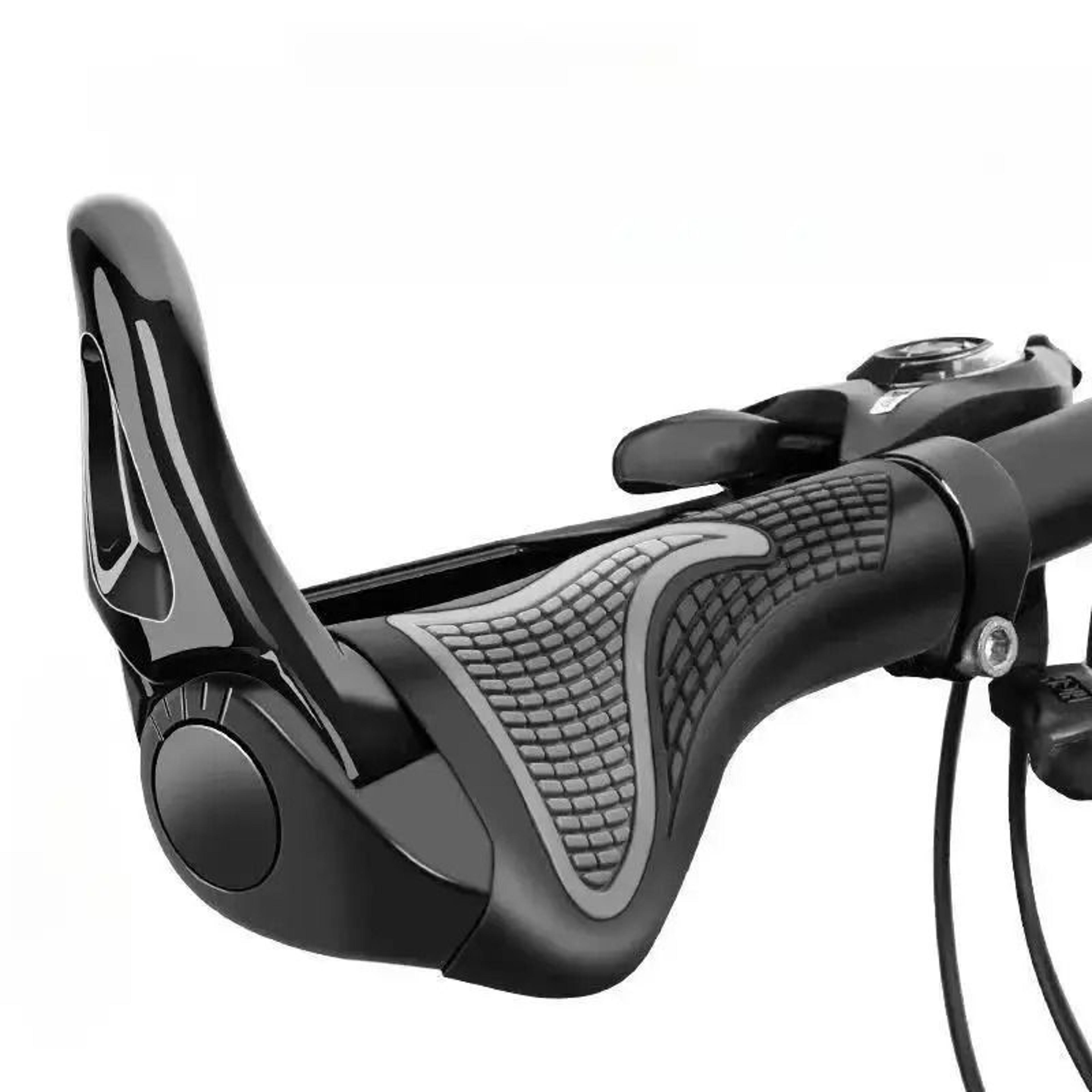 ergonomic shock-absorbing mountain bike grips | anti-slip rubber horn grips with bilateral locking system