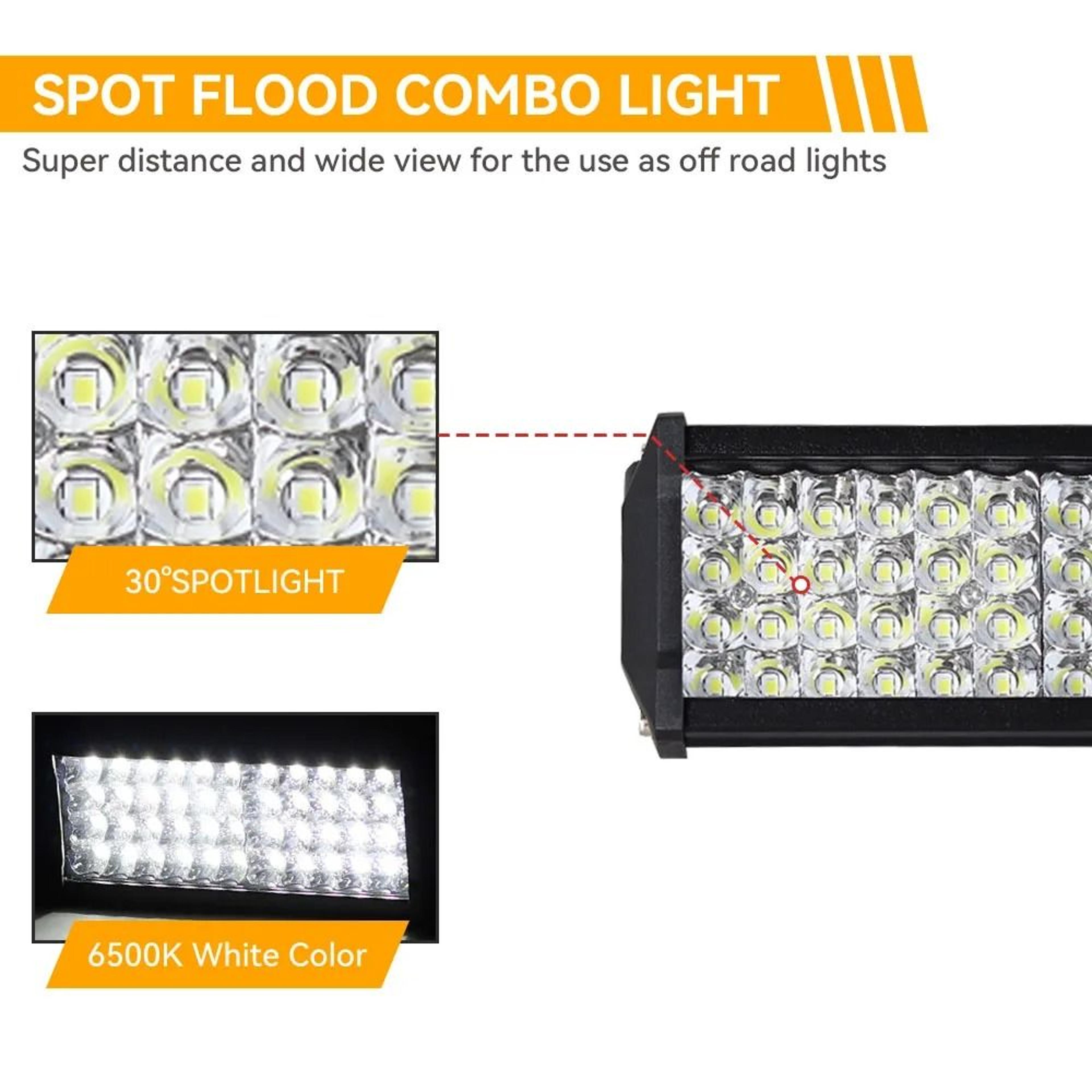 120W HighIntensity LED Light Bar  6000LM Spot  Flood Beam Work Light For Offroad Marine  Industrial 4