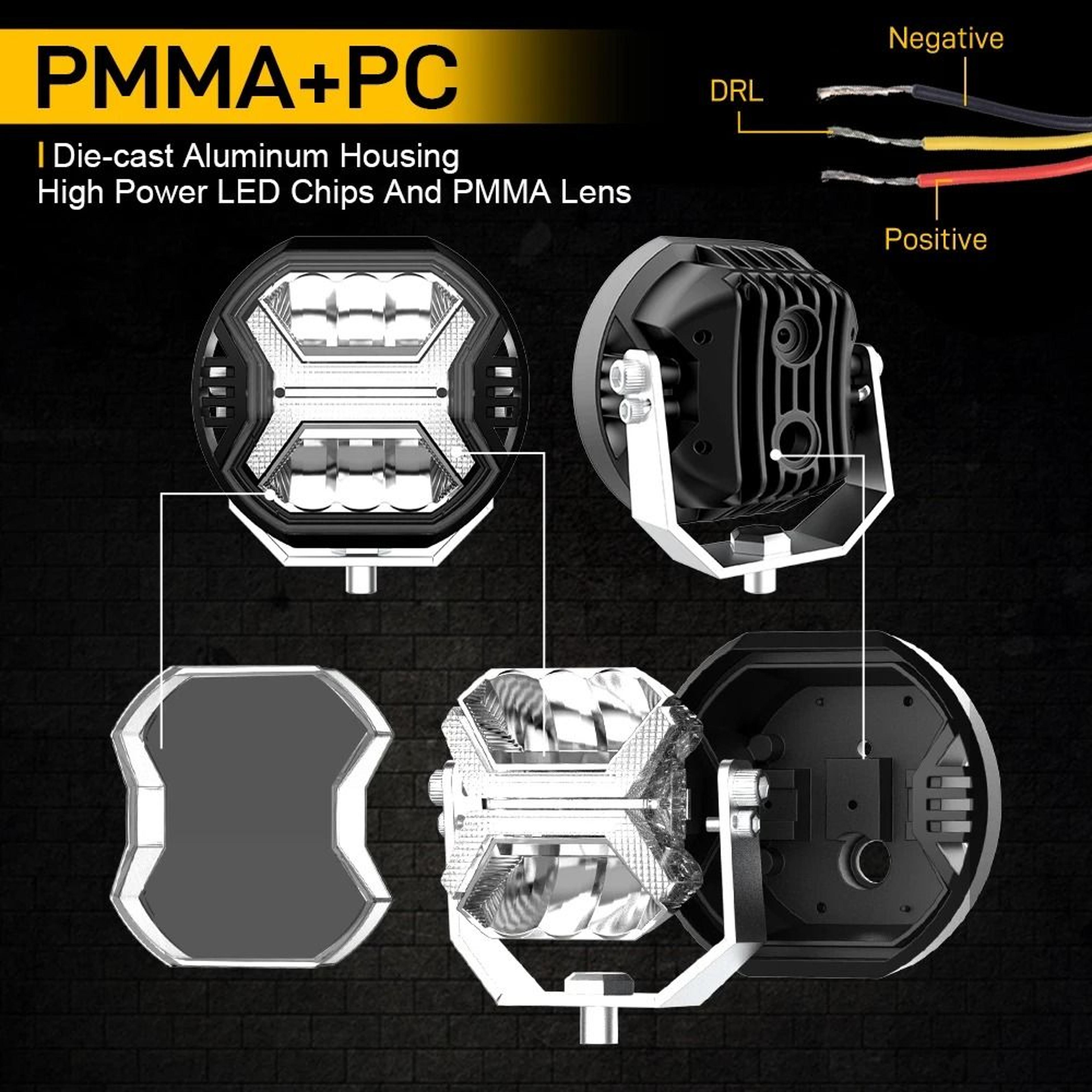 4Inch HighIntensity LED Offroad Work Light  Amber DRL Driving Light  Spotlight For 4x4 Trucks  Trac 4