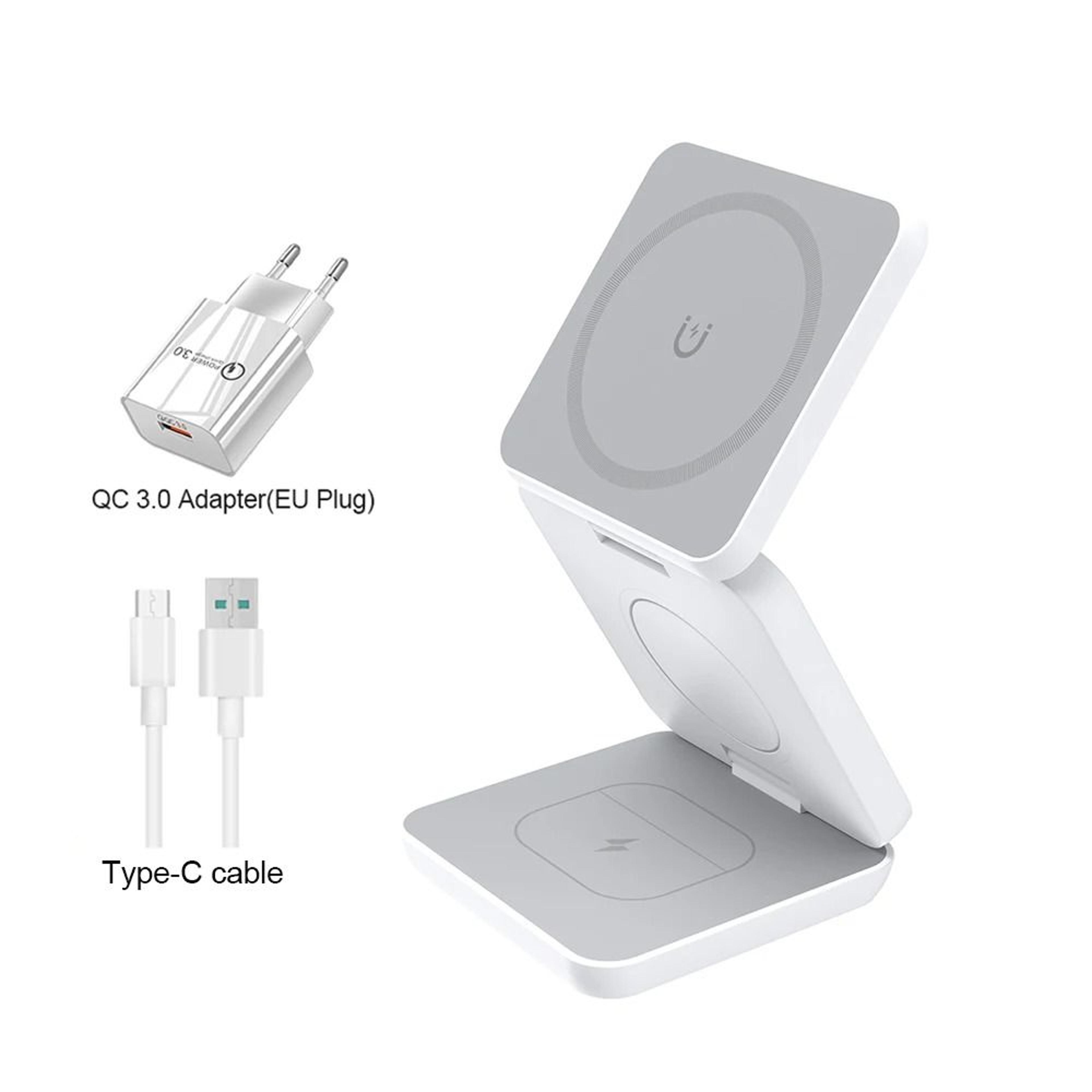 3in1 Foldable Magnetic Wireless Charging Station  Fast Charging Stand For IPhone 16 Series  Apple W 11