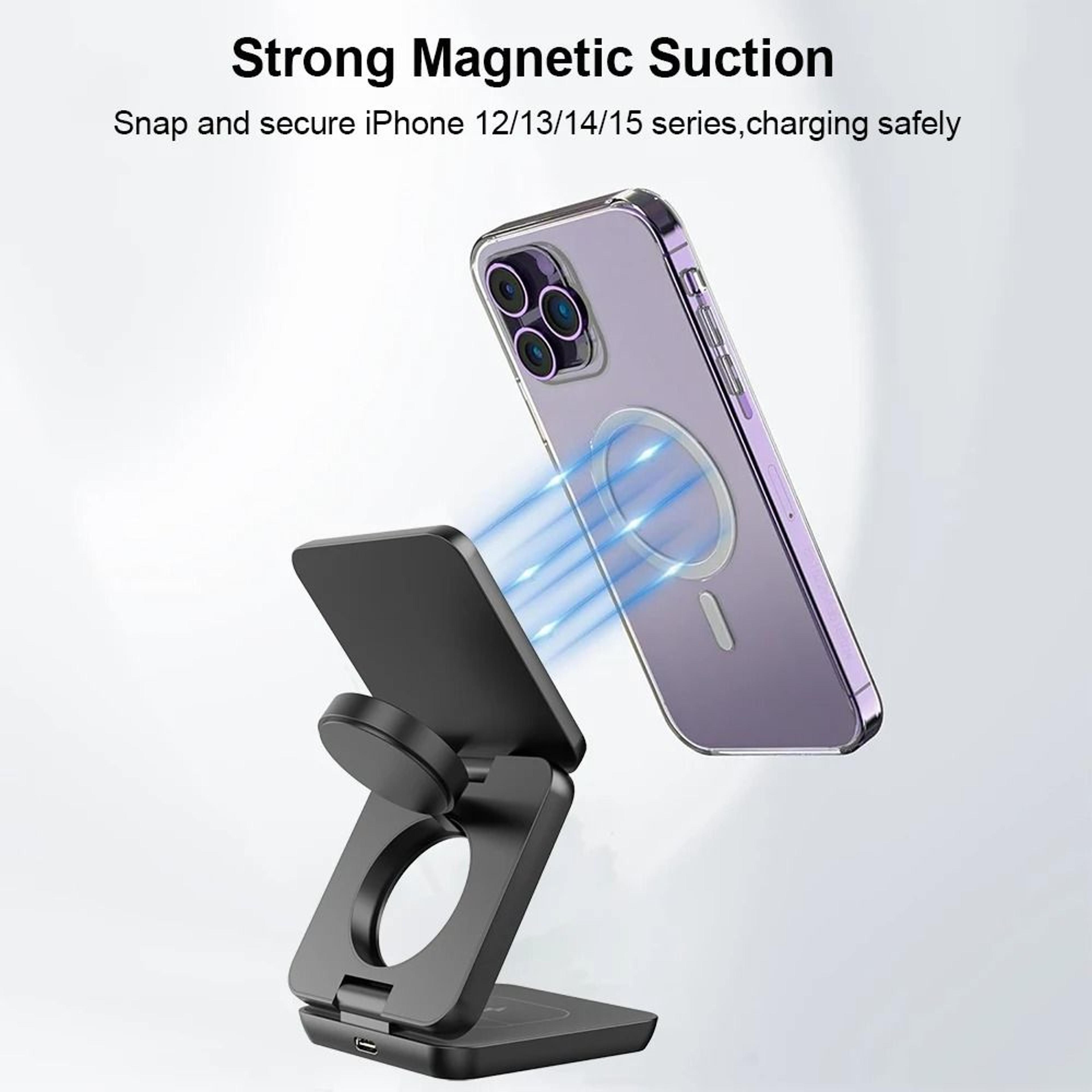 3in1 Foldable Magnetic Wireless Charging Station  Fast Charging Stand For IPhone 16 Series  Apple W 2