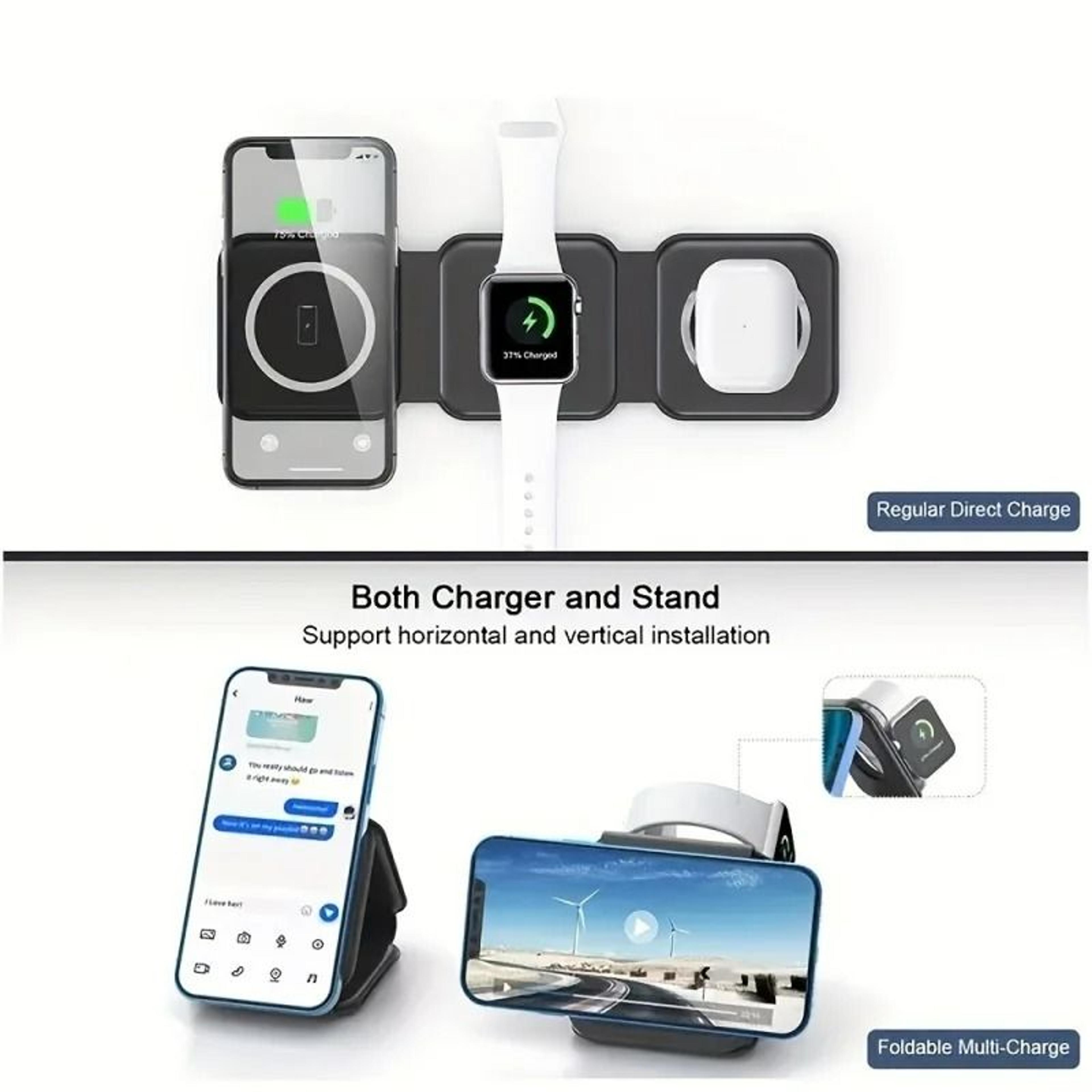 Universal 3in1 Magnetic Wireless Charging Pad  UltraPortable Fast Charging Dock For IPhone 17  Appl 4