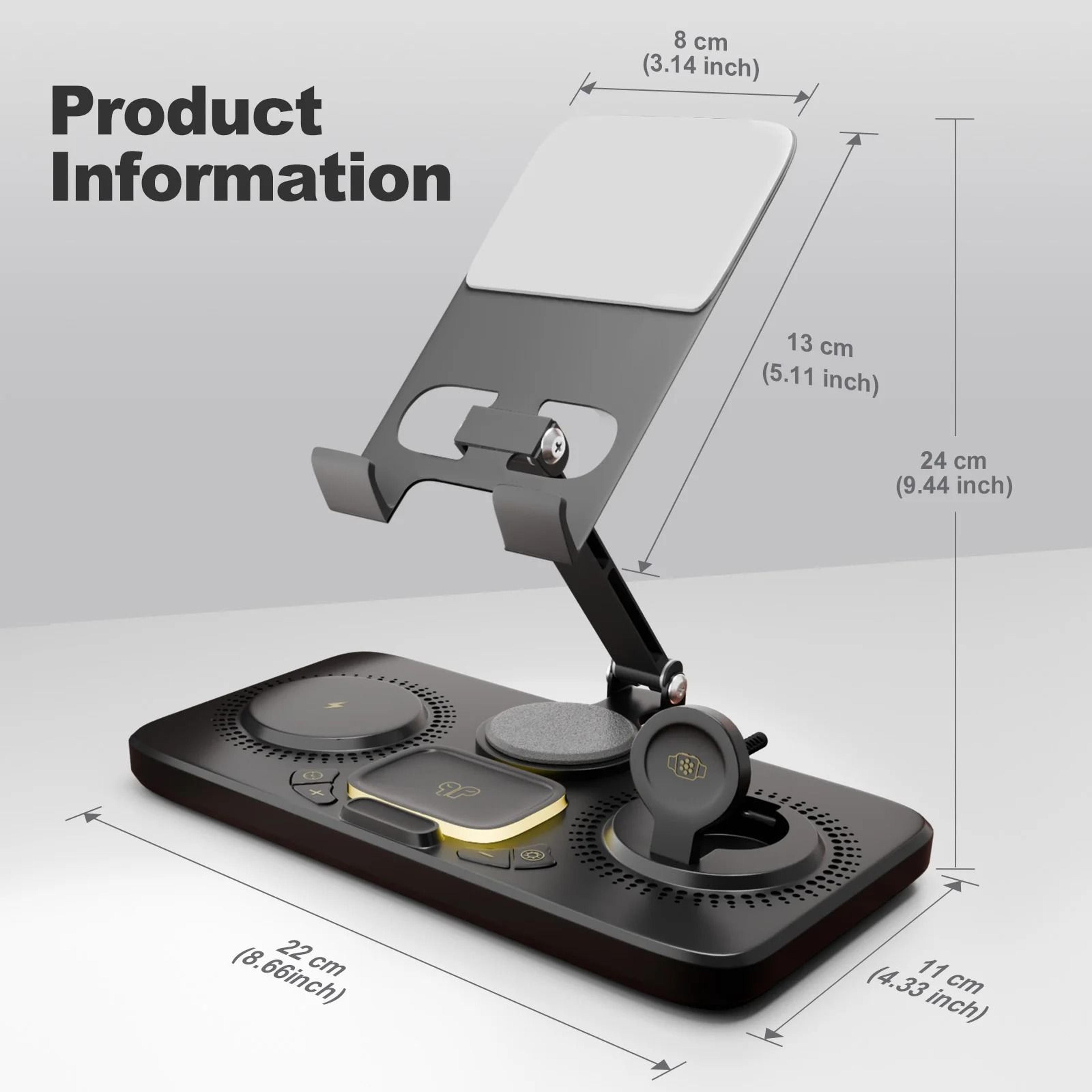 7in1 Wireless Charging Station With Night Lamp  Clock  HighPerformance Multiple Device Hub For IPho 5