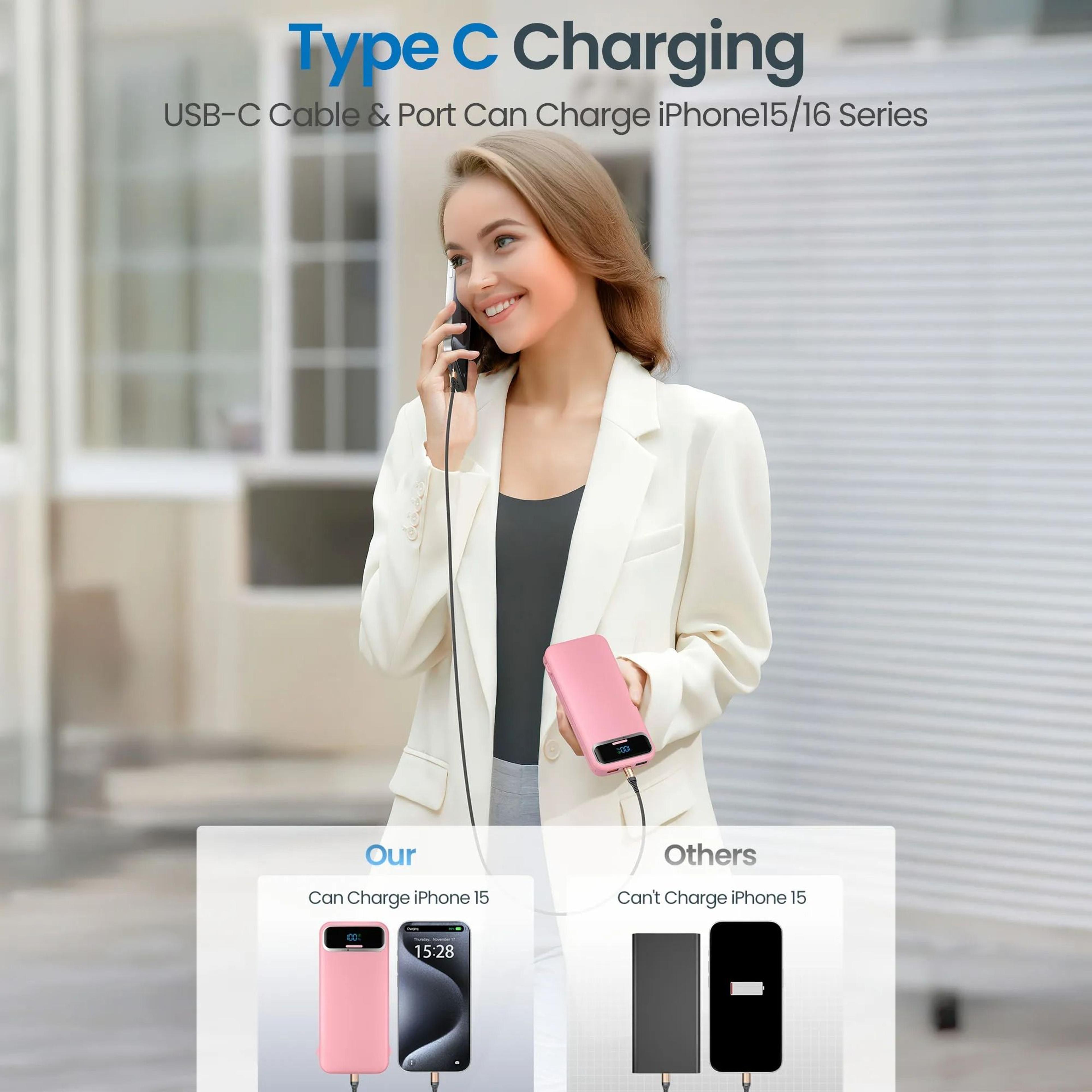 Soluser 12000mAh AC Plug Power Bank  UltraThin 20W Fast Charger With Builtin Cables 2