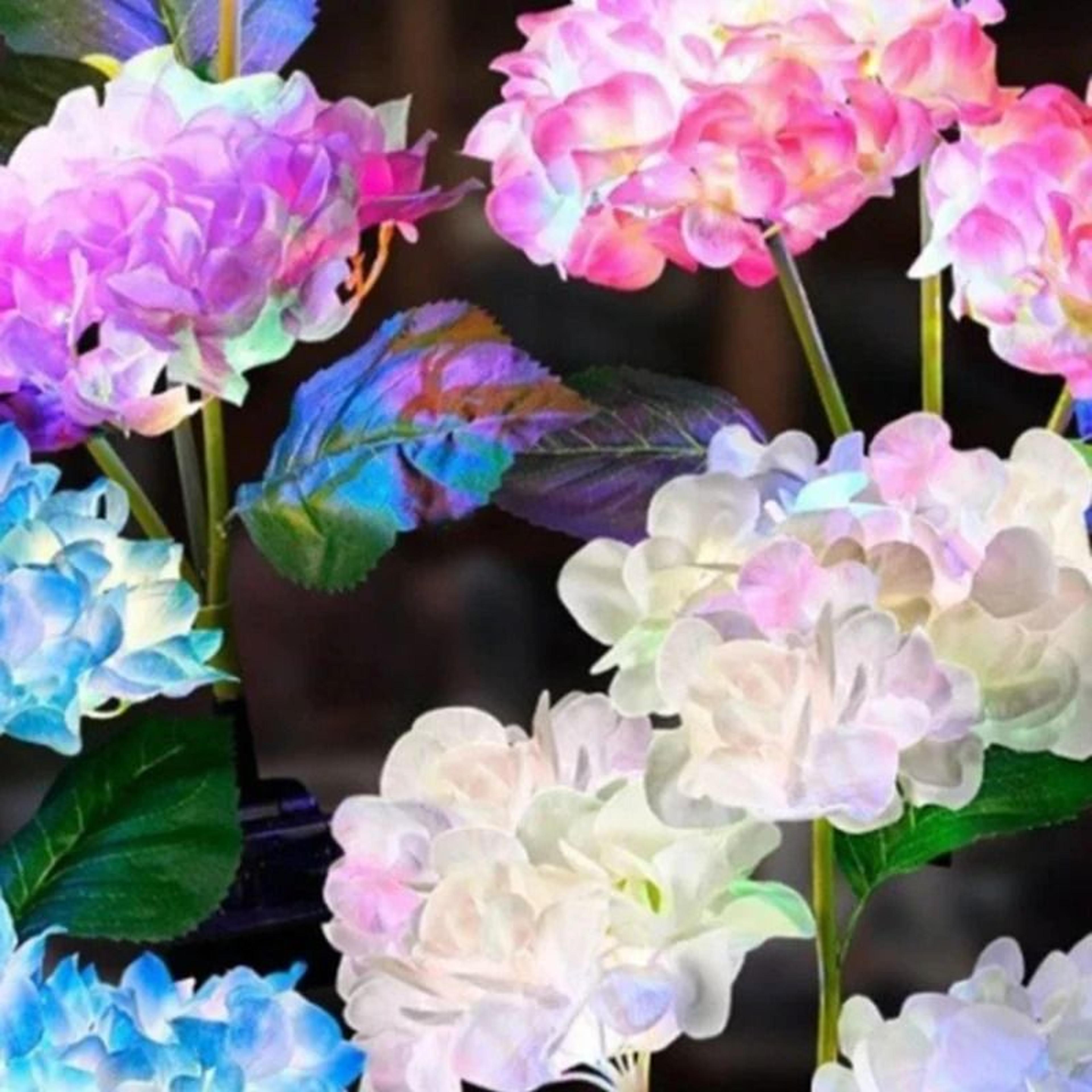 3Head Solar Hydrangea  Rose Garden Lights  Decorative Floral LED Memorial Landscape Lighting 1