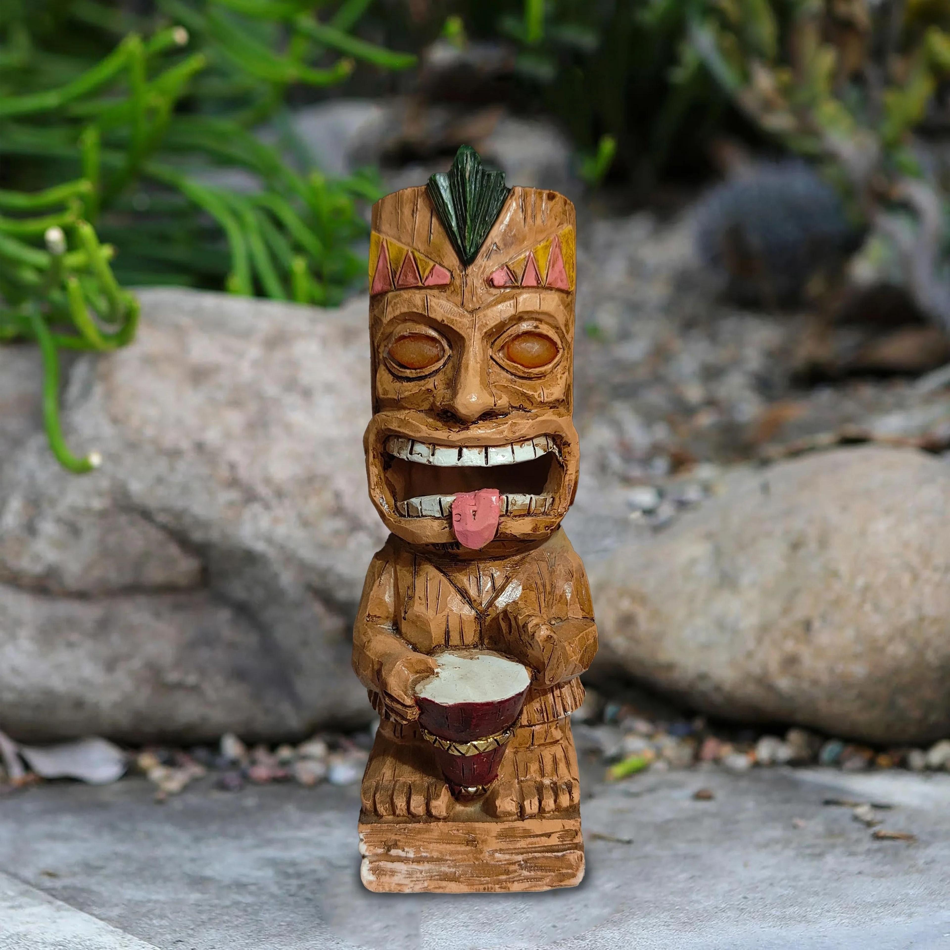 Solar Tiki Totem Statue  Tropical Hawaiian Party Decor  Outdoor Backyard Patio Lighting 3