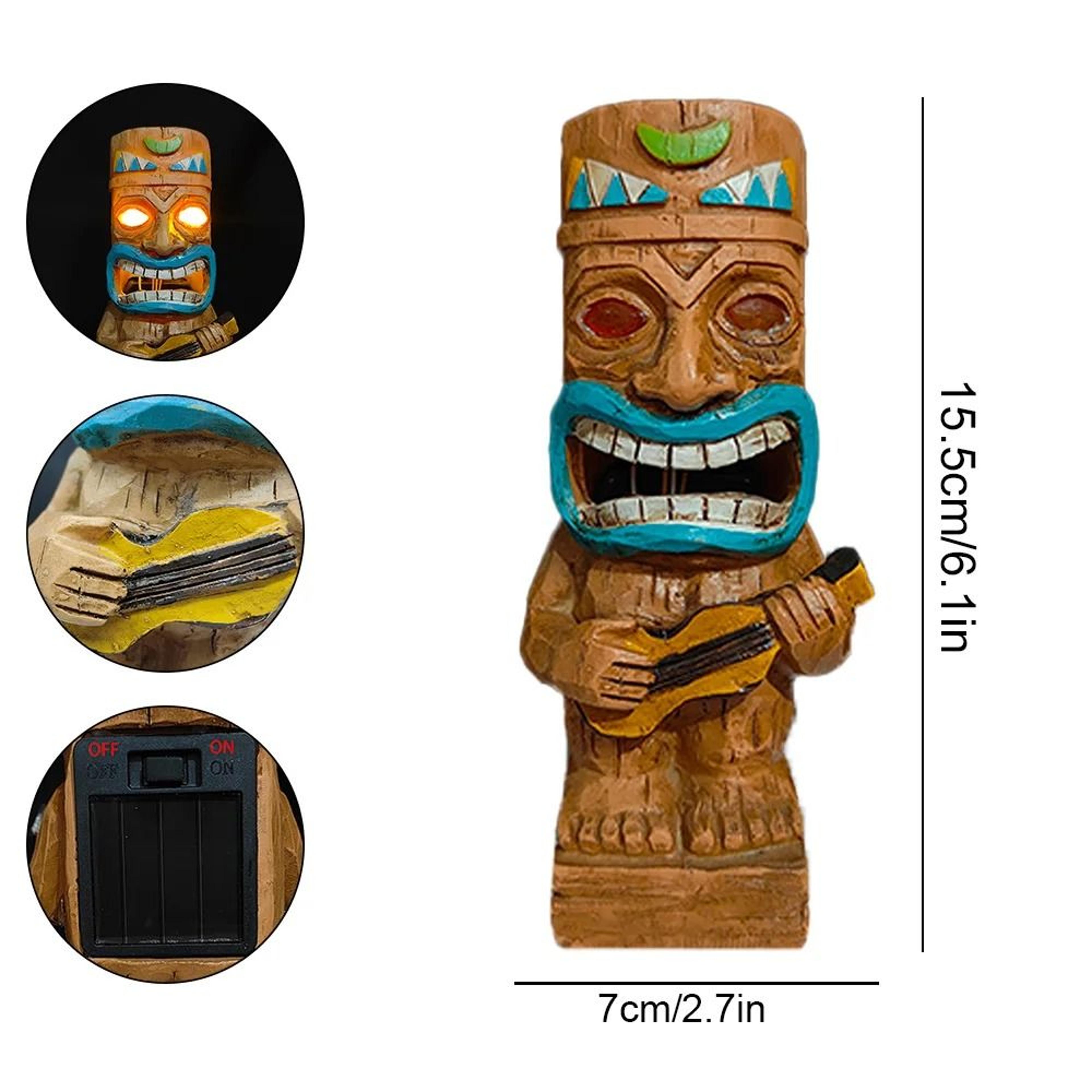 Solar Tiki Totem Statue  Tropical Hawaiian Party Decor  Outdoor Backyard Patio Lighting 5