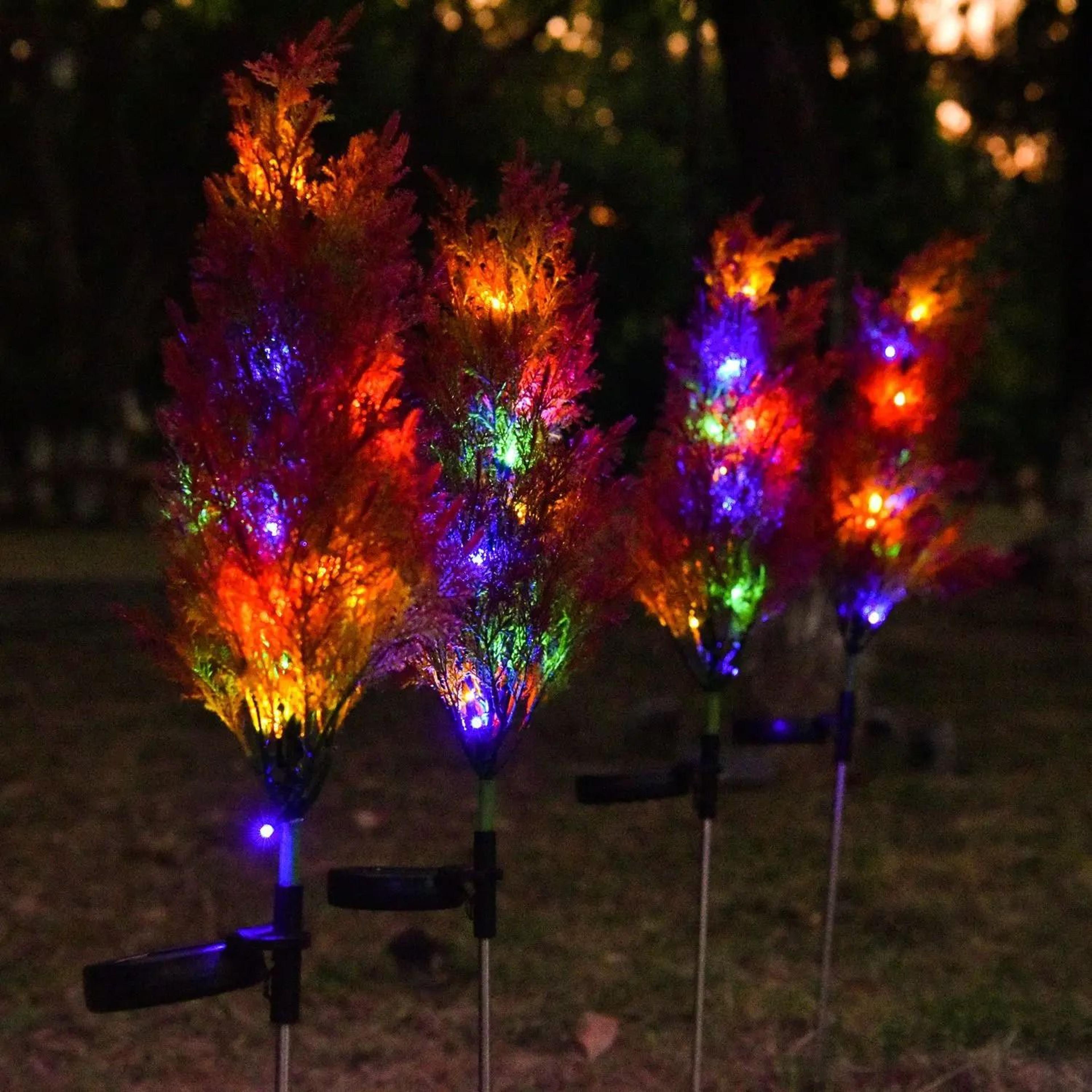 Solar Pine Christmas Stake Lights  RGB Waterproof Outdoor Cypress Garden Decor  Floral Ambiance Lig 1