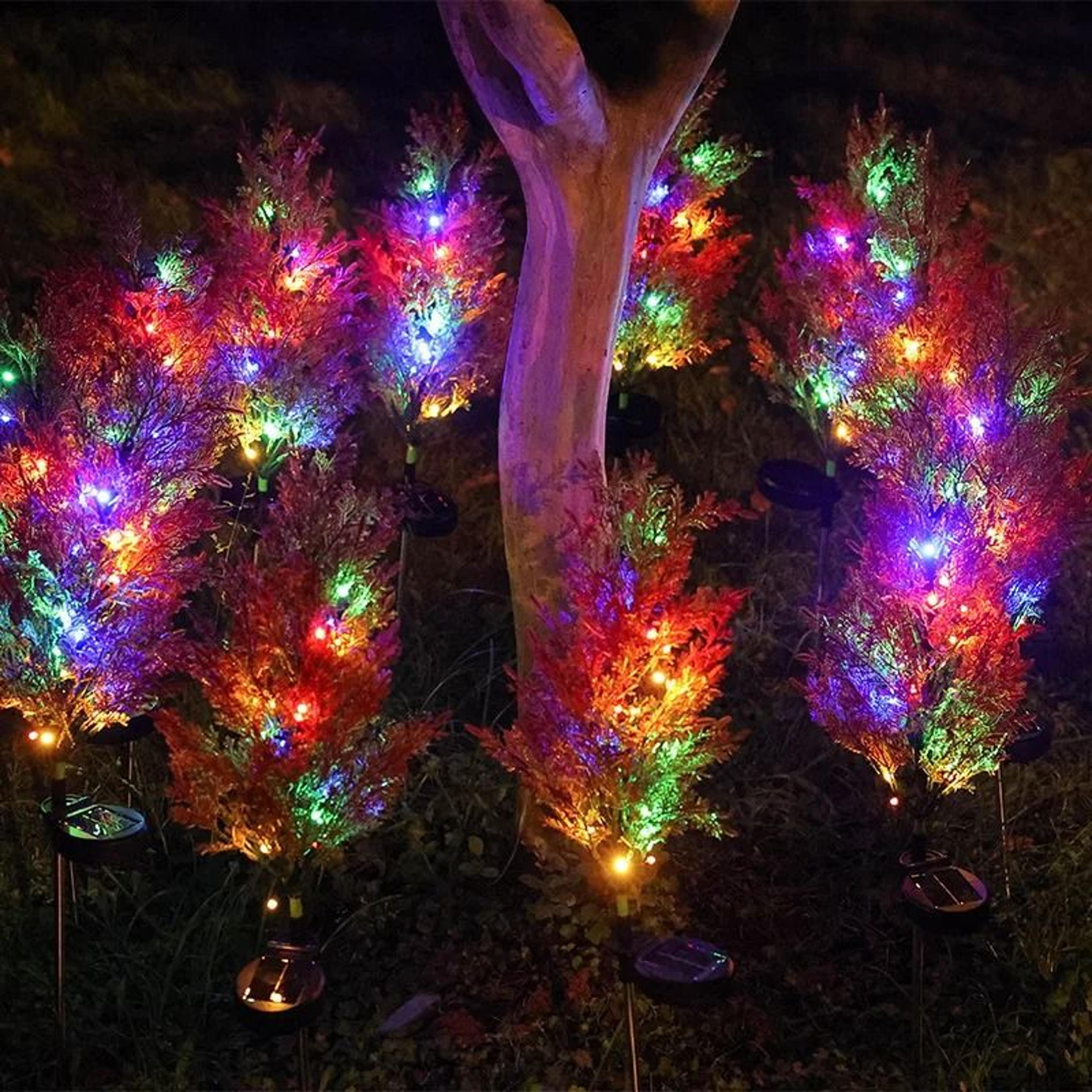Solar Pine Christmas Stake Lights  RGB Waterproof Outdoor Cypress Garden Decor  Floral Ambiance Lig 4