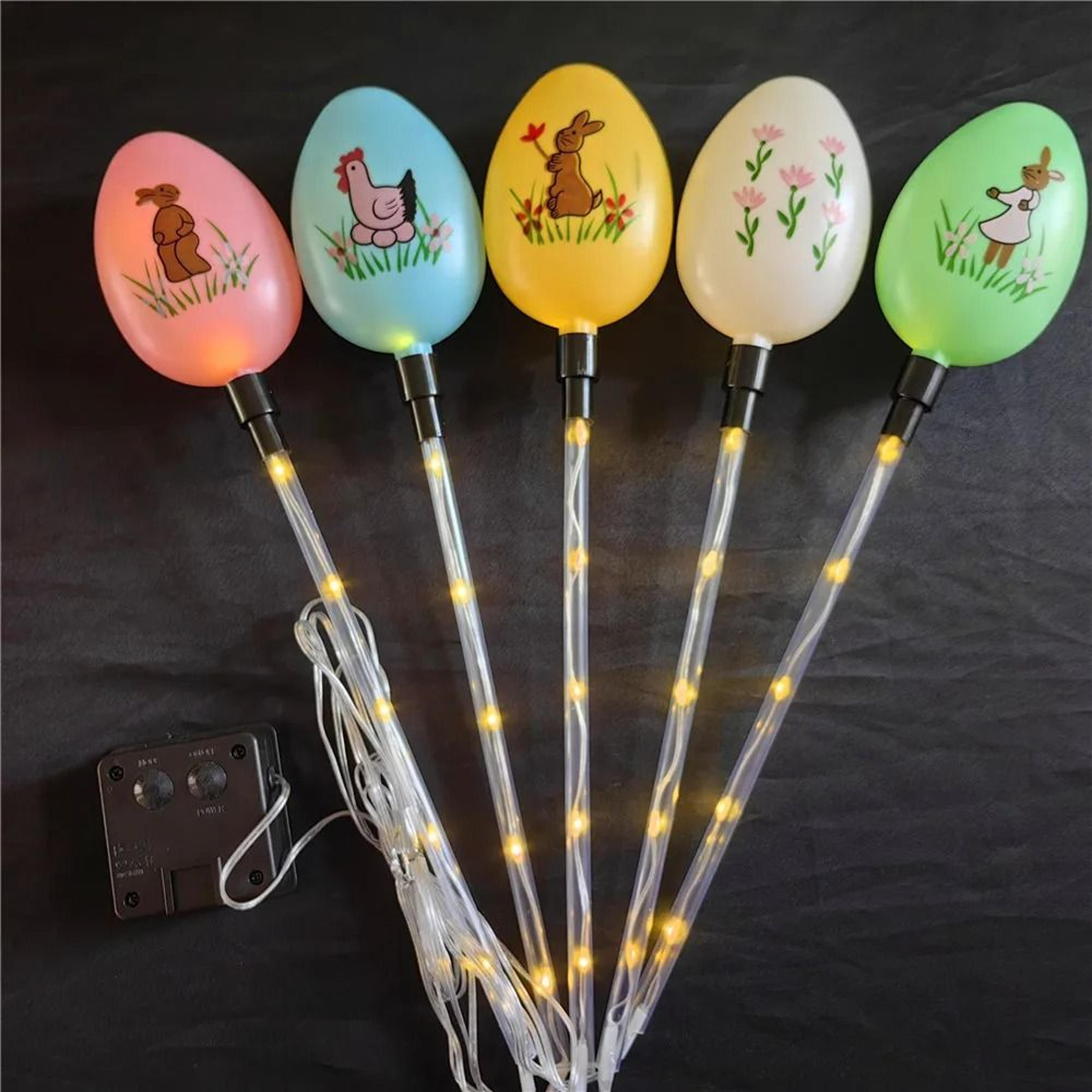 5Pack Solar Easter Egg Stake Lights  8Mode Waterproof Outdoor Garden  Pathway Decorations 6