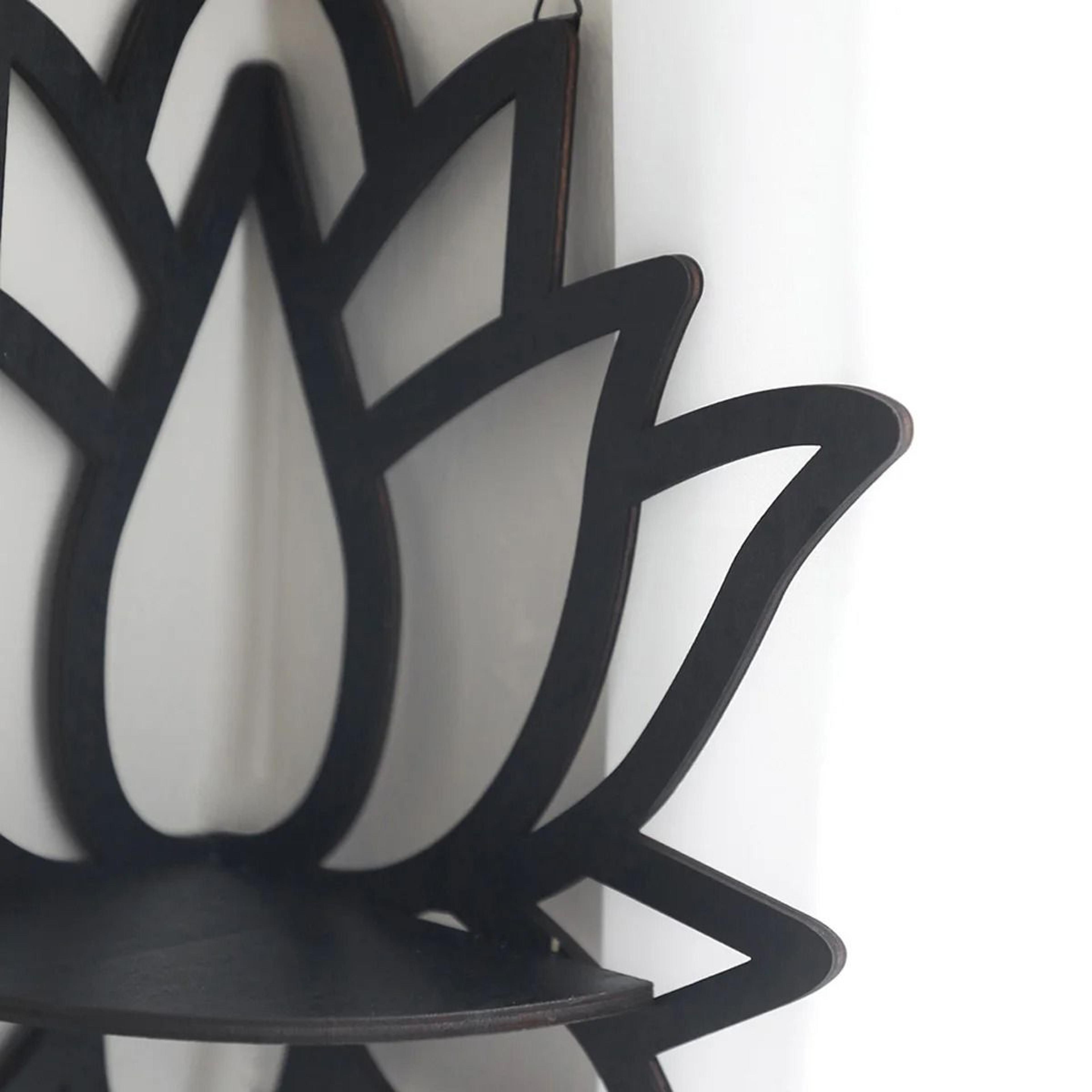 Wooden Lotus Hollow Decorative Rack  Aromatherapy Organizer  Wall Mounted Shelf 3