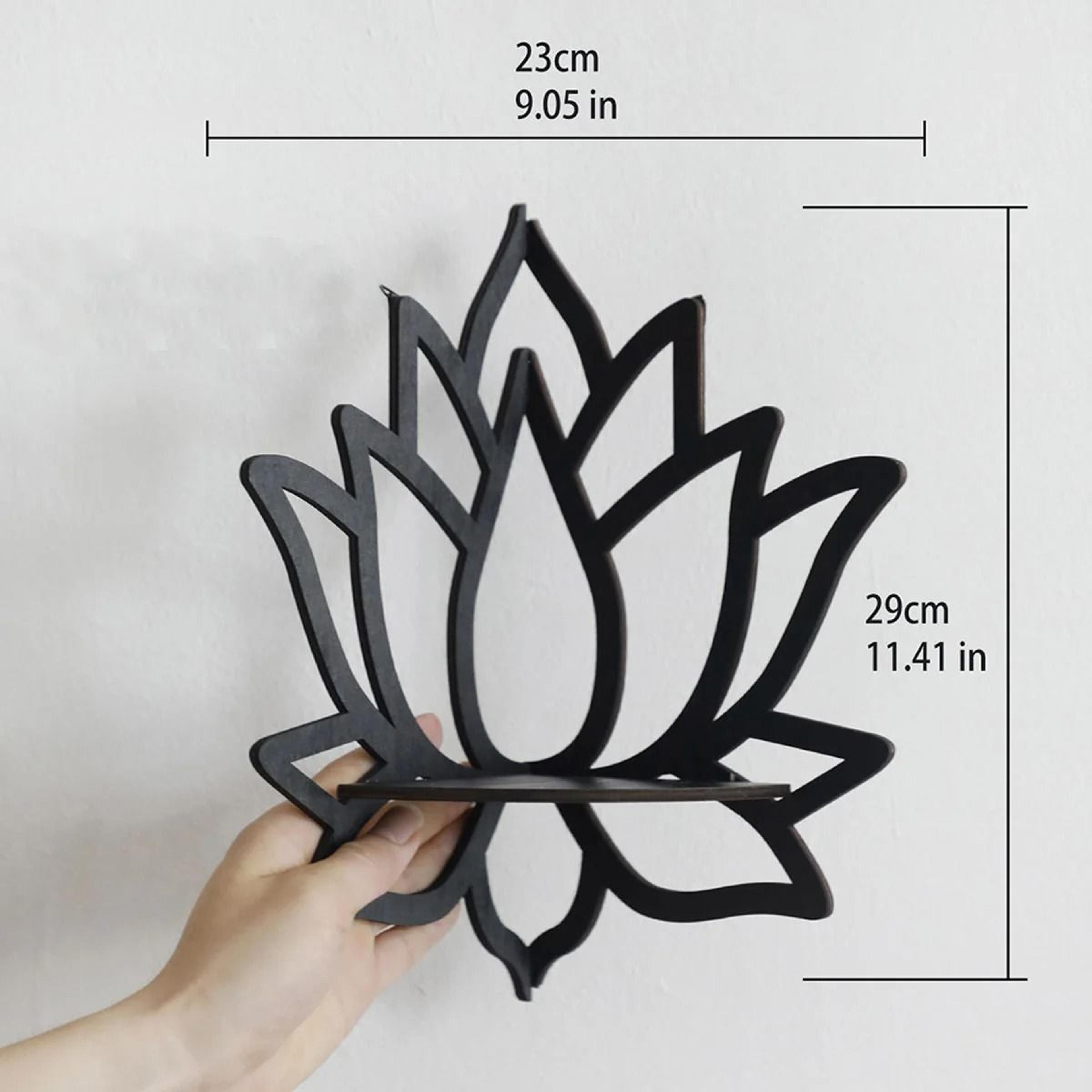 Wooden Lotus Hollow Decorative Rack  Aromatherapy Organizer  Wall Mounted Shelf 5