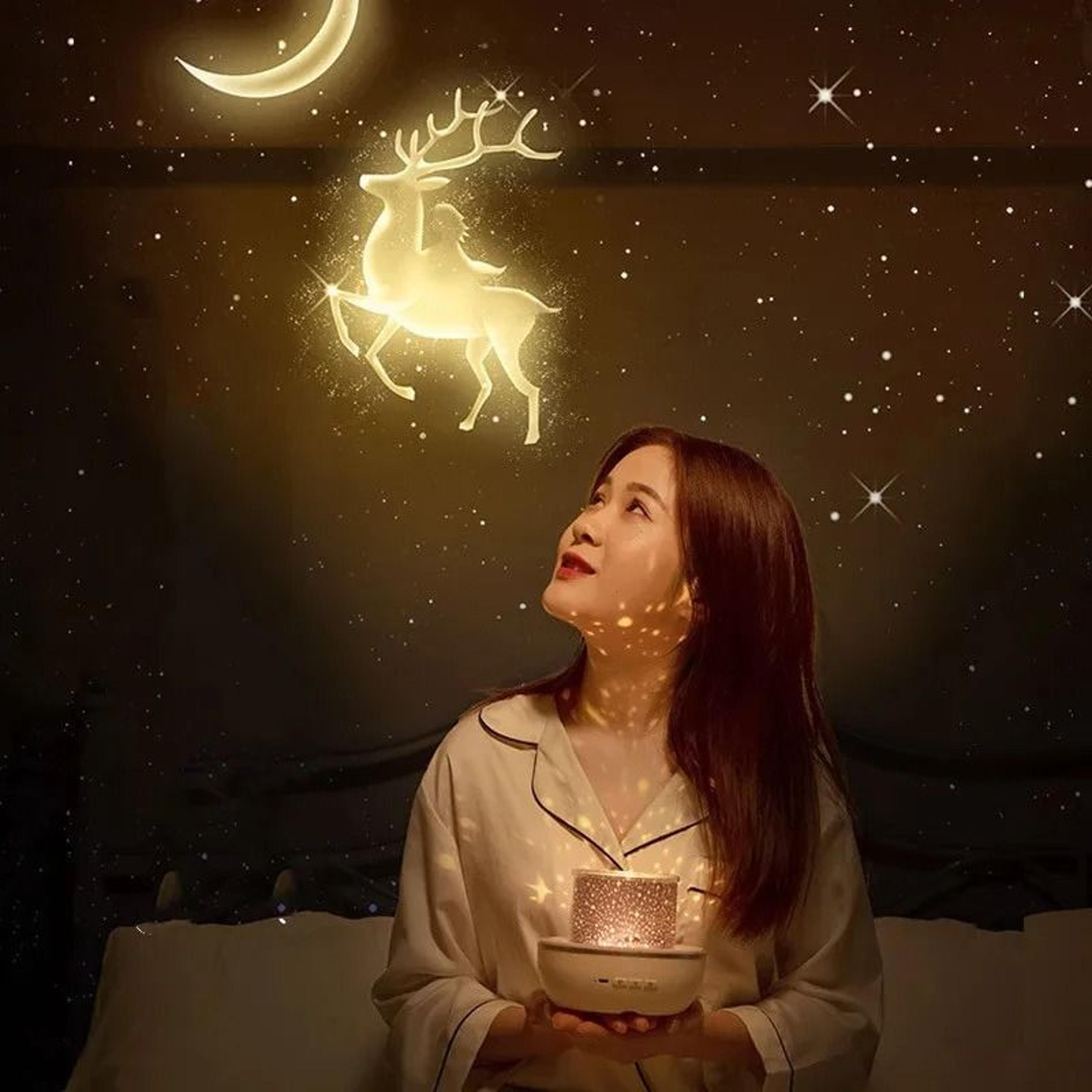 Crown Star Light Projection Rotating Star Lamp Atmosphere Night Light Children Birthday Gift 4