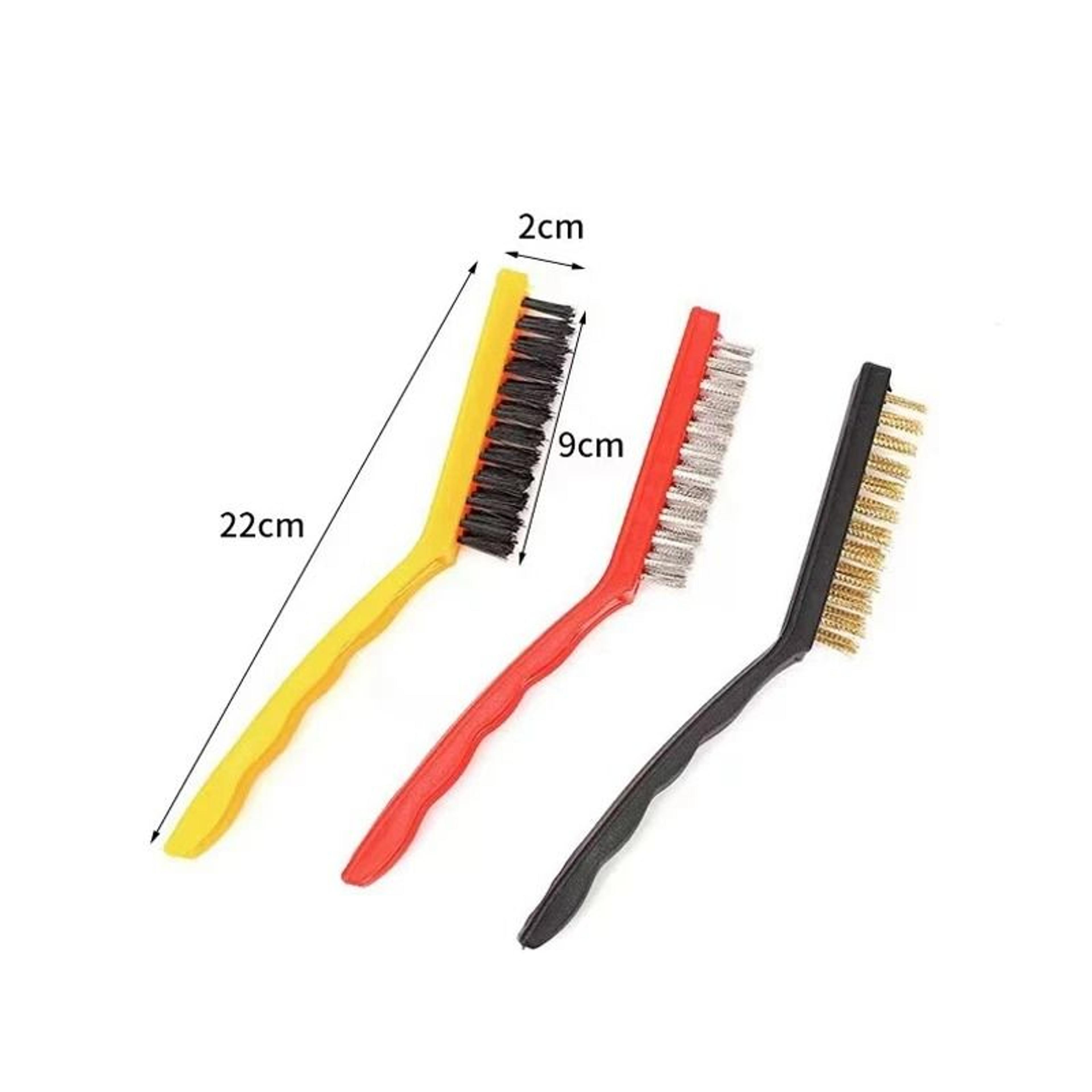 3Pcs Stainless Steel And Brass 7Inch Wire Brush Set For Rust Removal And Metal Cleaning 3