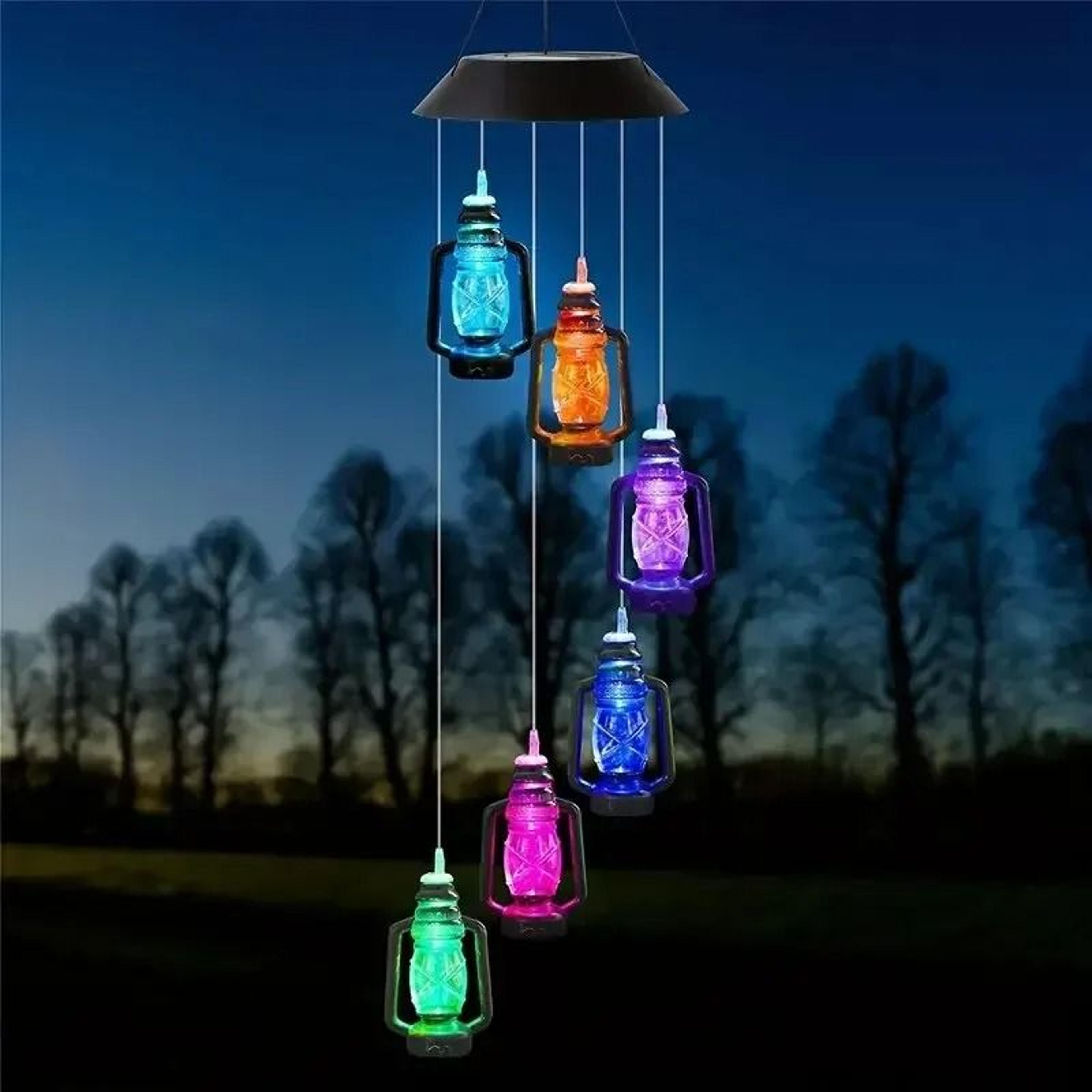 Solar Wind Chime Kerosene Lamp Retro Hanging Lantern For Garden And Porch Decoration 2