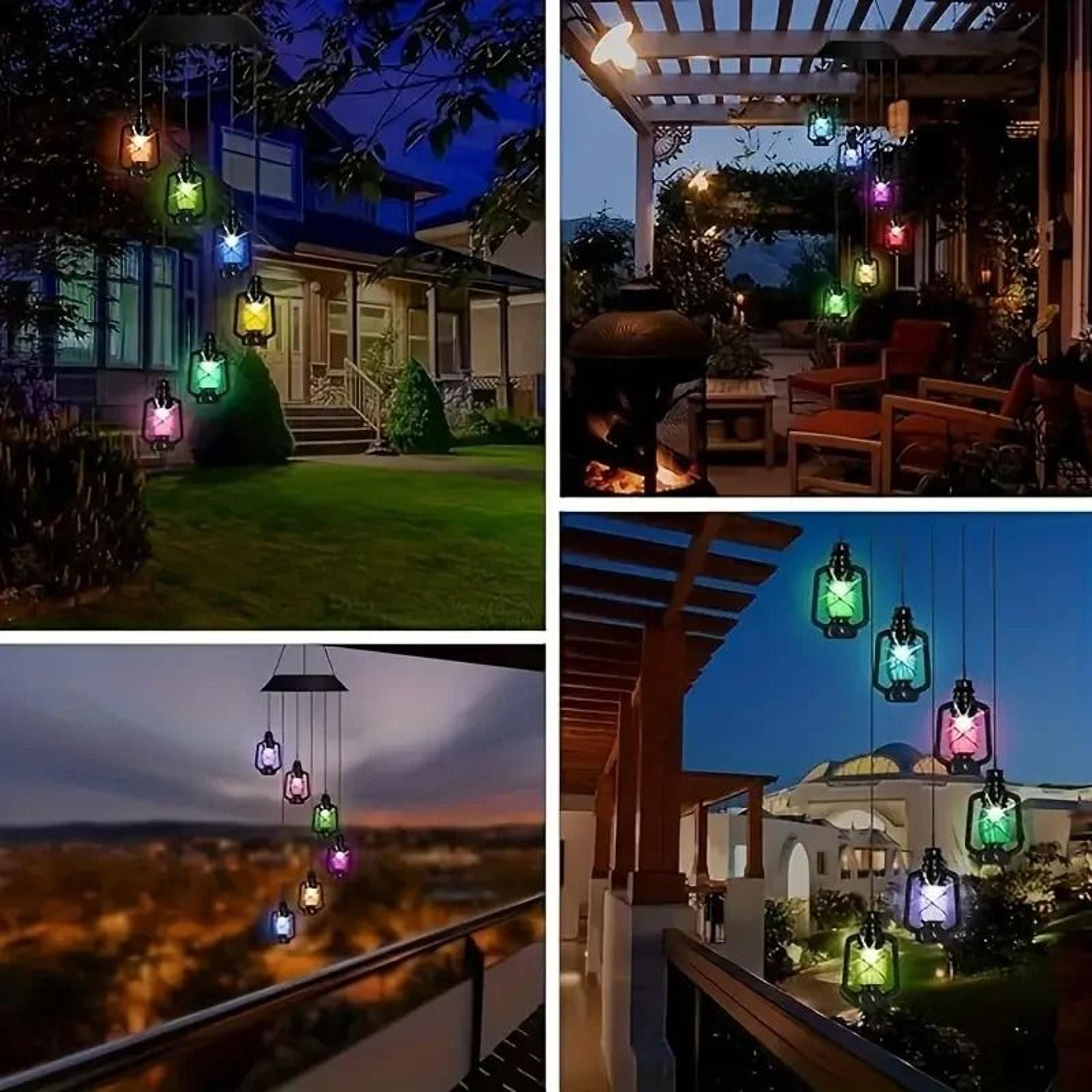 Solar Wind Chime Kerosene Lamp Retro Hanging Lantern For Garden And Porch Decoration 3