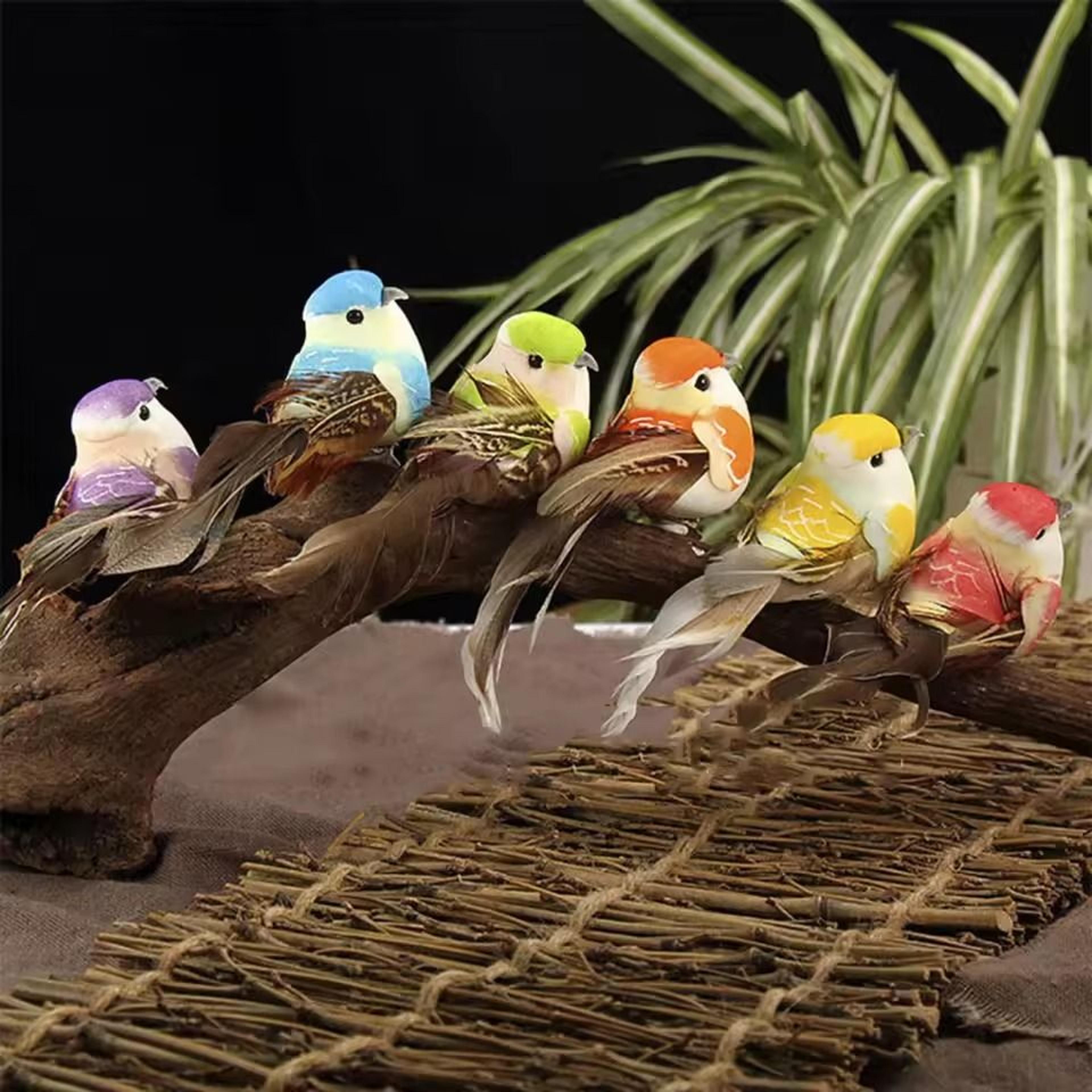 6pcs simulation artificial bird sparrow statues foam desktop miniatures for diy home decor