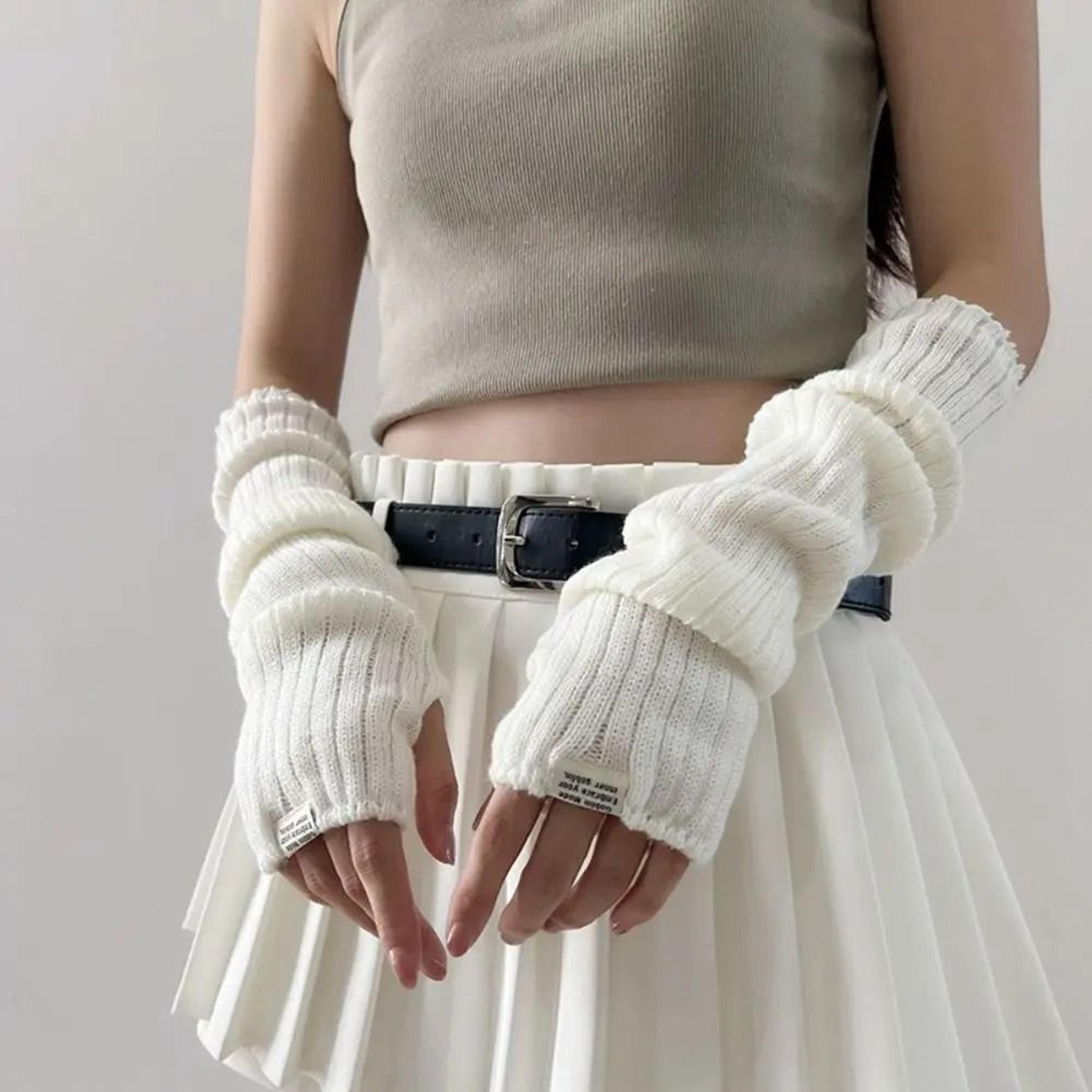 Elegant LaceTrimmed Knitted Arm Warmers  Lolita  Harajuku Style 3