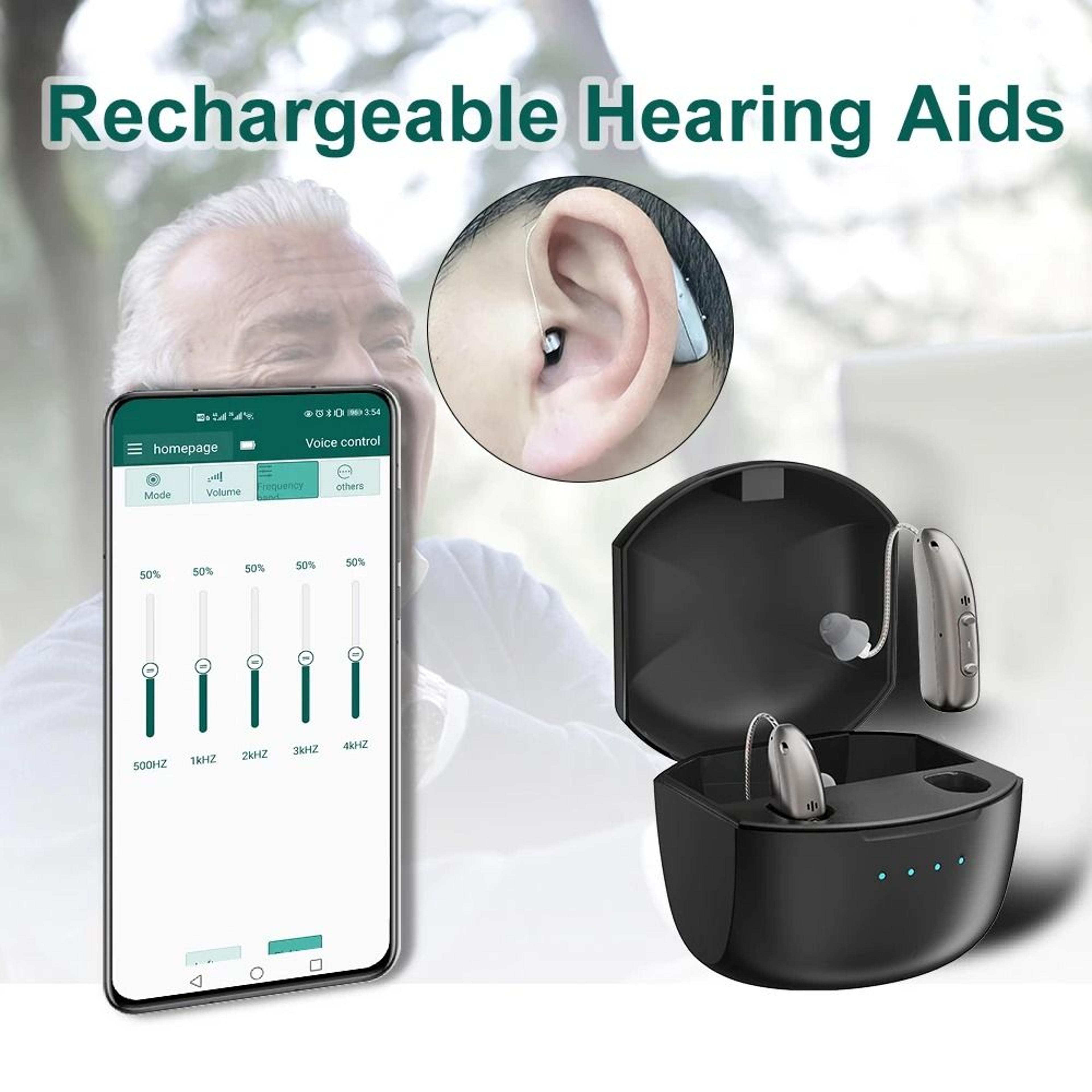 professional bte digital hearing aid - rechargeable mini sound amplifier for seniors