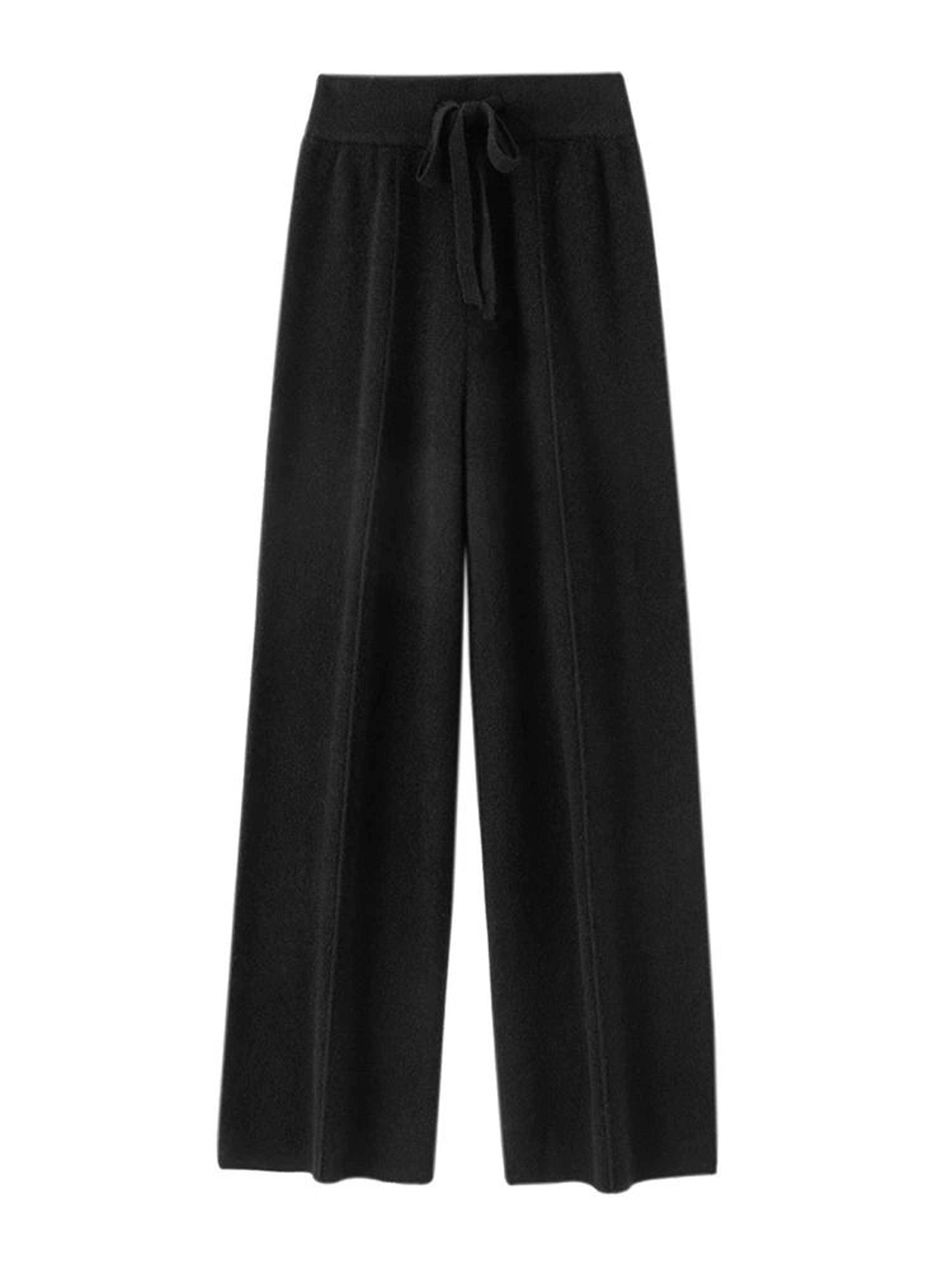 100 Merino Wool Wide Leg Pants Autumn Winter Lace Up Mid Seam Cashmere Trousers Knitted Bottoms 7
