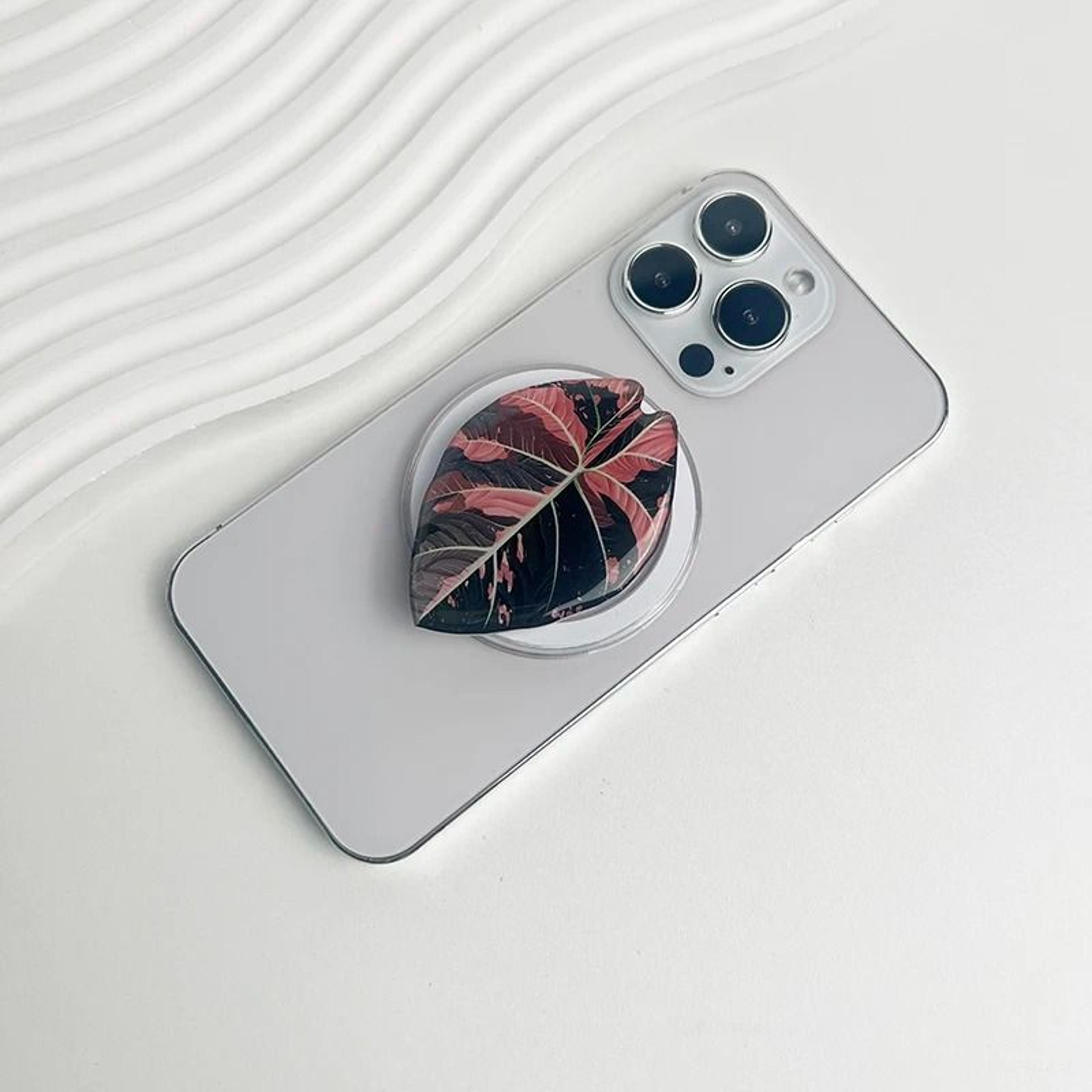 Tropical Leaf Magnetic Phone Grip Holder For MagSafe IPhone  Samsung Fashion Decoration 9
