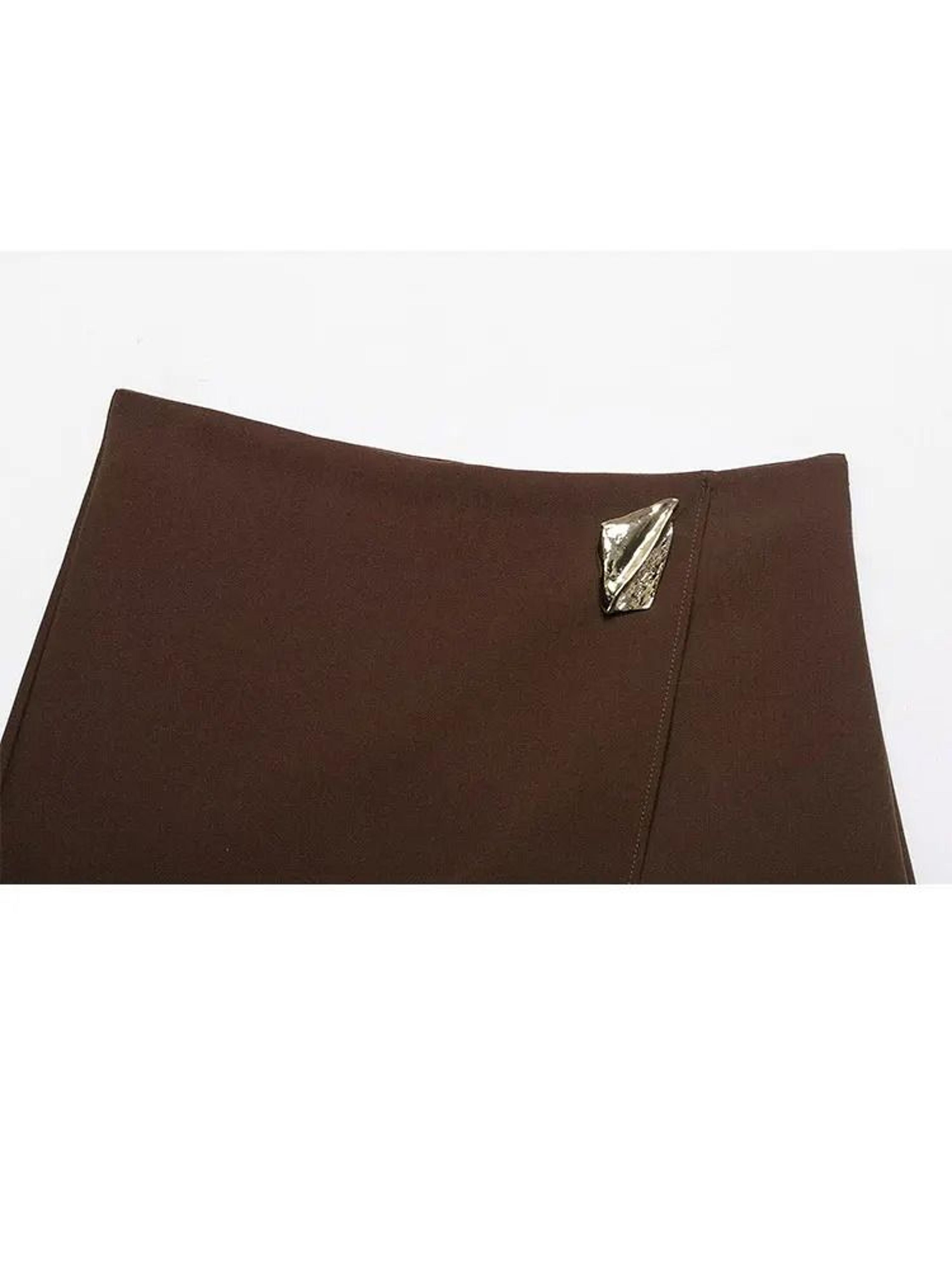 HH 2025 Autumn Asymmetric Culottes  Womens HighWaist ALine Pantskirt With Metal Applique 4